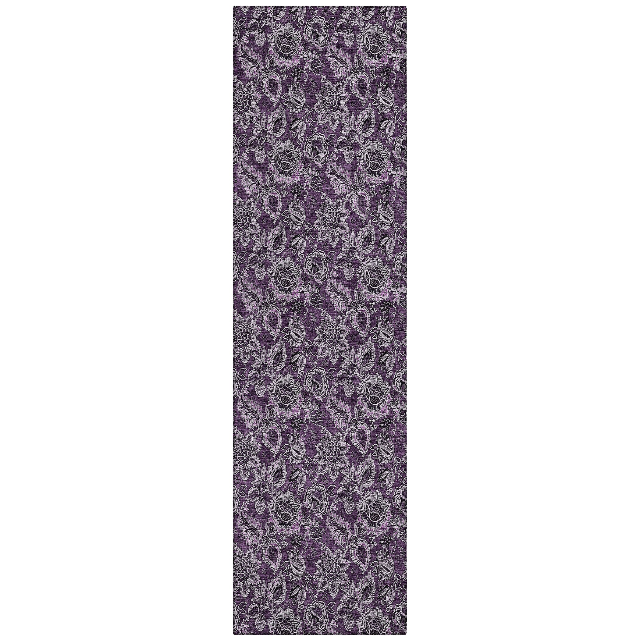 Addison Rugs ACN661EG2X8 Chantille ACN661EG 2 x 7 (ft) Polyester Eggplant Rectangular Indoor/Outdoor Geometric Machine washable Area rug