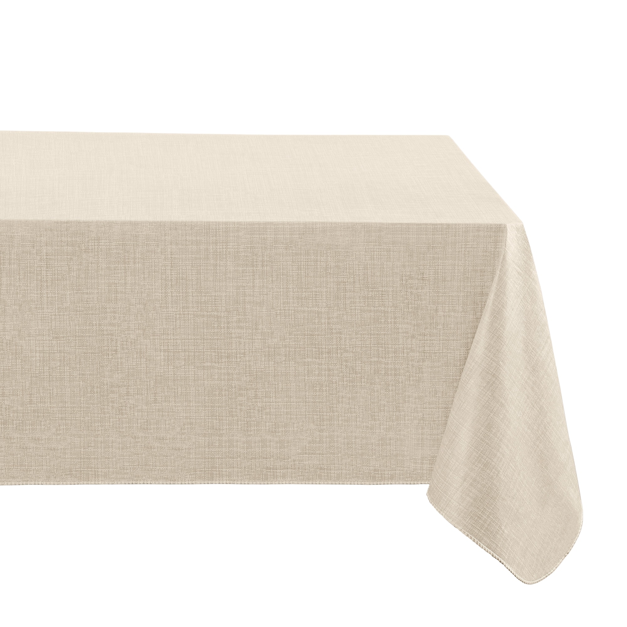 Elrene Home Fashions 194590057770 Monterey Linen Texture Vinyl 52" Square Indoor/Outdoor Ivory Table Cover for 34-in square