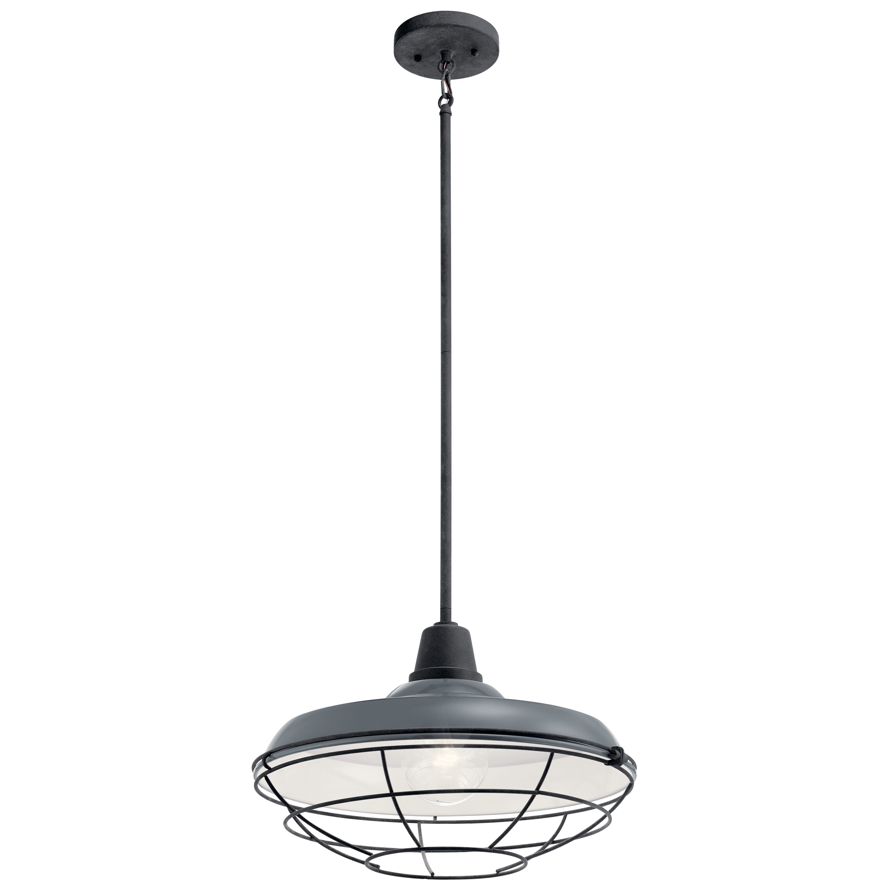 Kichler 49993GG Pier 1 -Light Gloss Grey Industrial Bowl Medium Indoor/Outdoor Hanging Pendant light