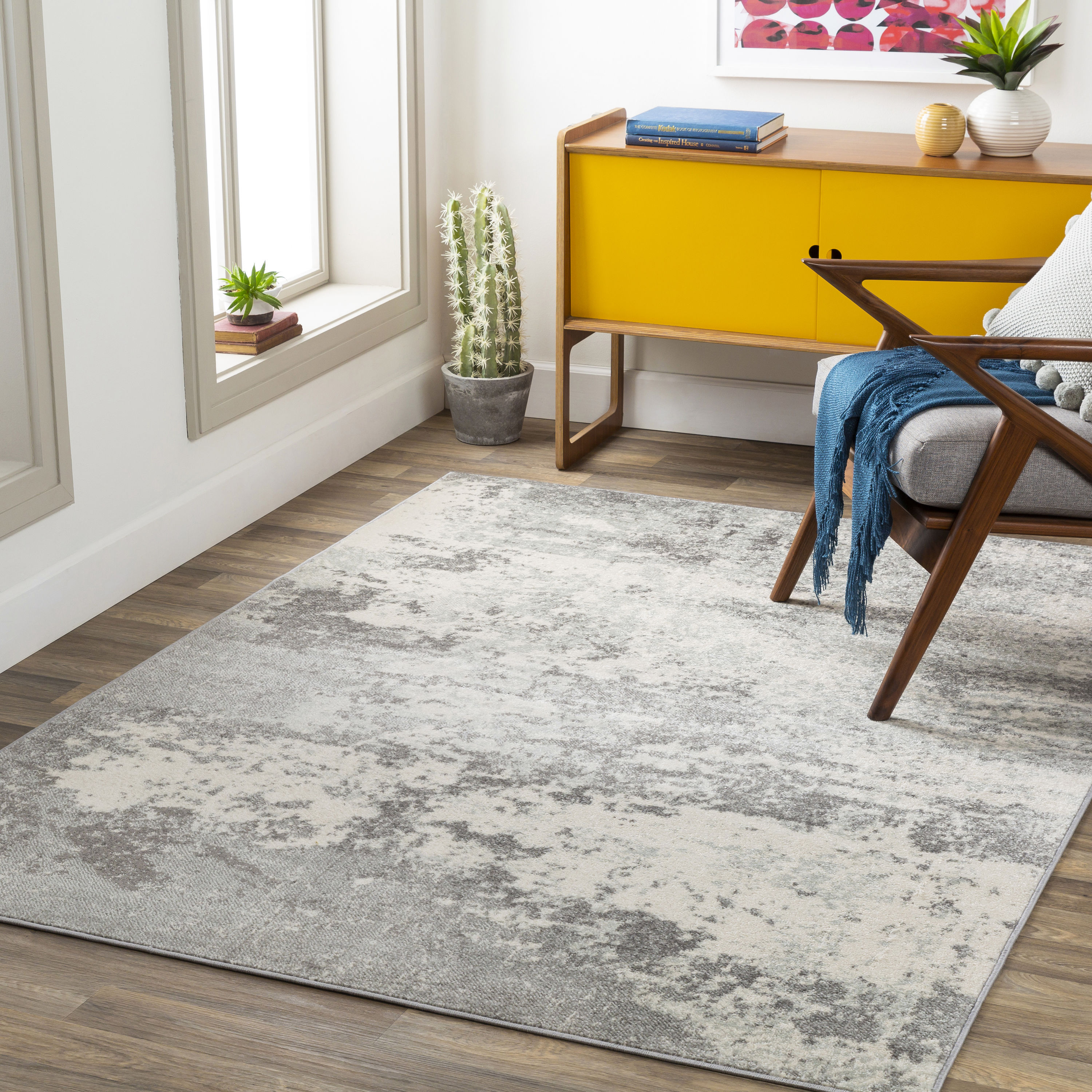 Surya CHE2343-5373 Chester 5 X 7 (ft) Medium Gray Indoor Abstract Mid-century Modern Area Rug