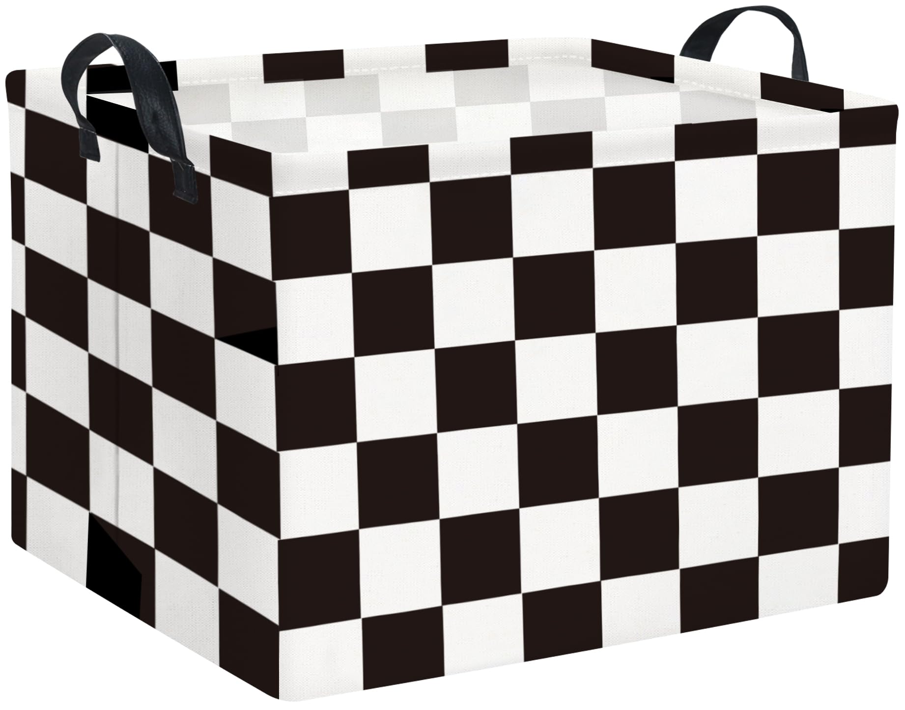 Ahfiwaso  Rectangular Car Basket for Boys Checkered Storage Bin Toy Organizer Box for Kids Room Decor Racing Flag Design durable home and garden