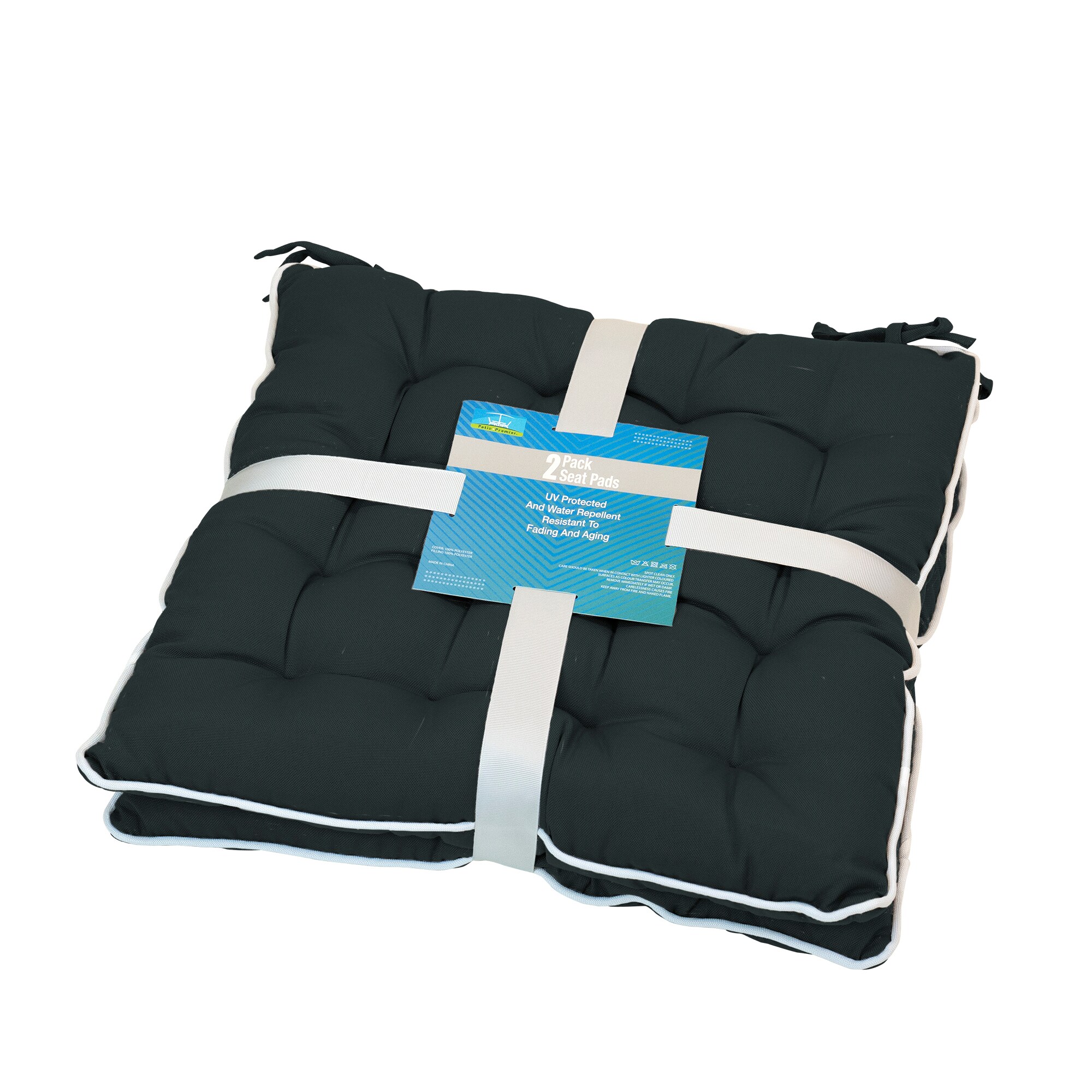 Patio Premier 2L4007 Patio-Premier 16-in x 16-in 2 -Piece Black Patio chair cushion