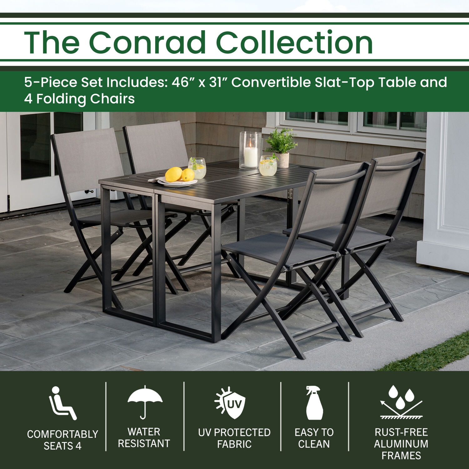 Hanover CONDN5PCFD-GRY Patio-Dining-Sets - View #2
