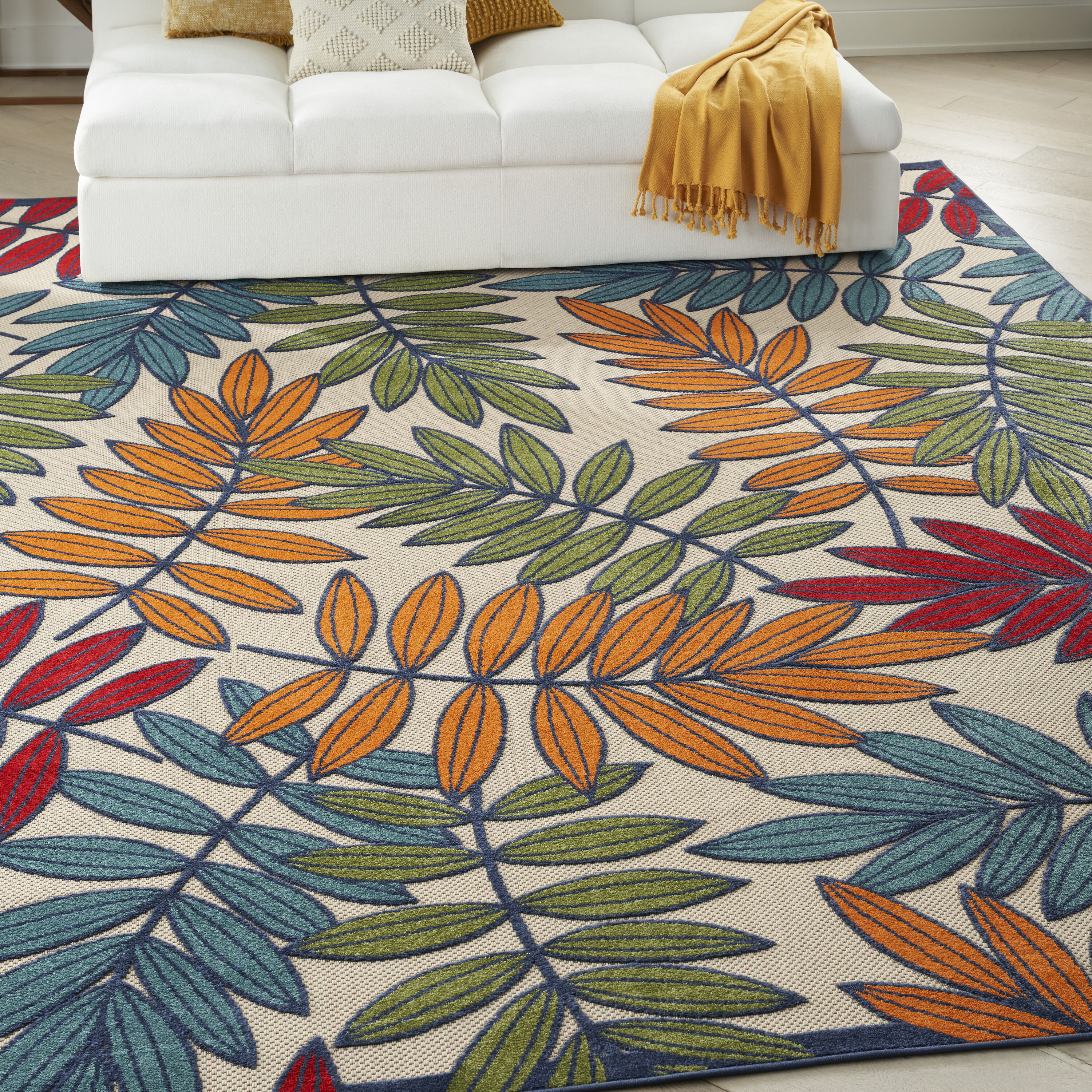 Nourison 099446061409 Aloha 12 x 15 (ft) Loomed Polypropylene Multicolor Rectangular Indoor/Outdoor Floral/Botanical Tropical Area rug