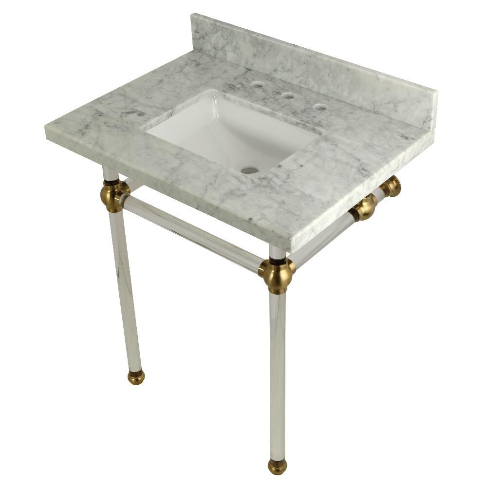 Kingston Brass 30X22 Carrara Marble Vanity with Sink and Acrylic -ft ...