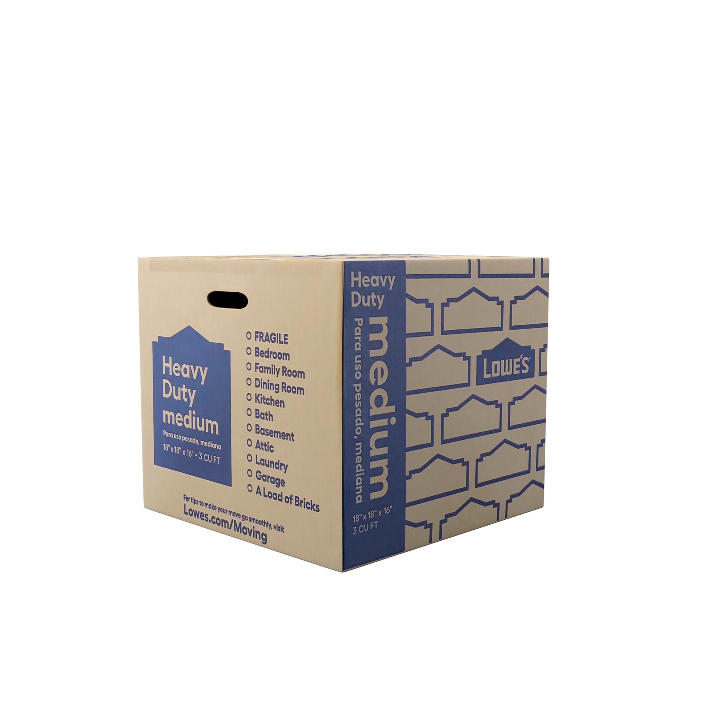 Lowe's 18-in W x 16-in H x 18-in D Classic Medium Cardboard Moving Box with  Handle Holes in the Moving Boxes department at