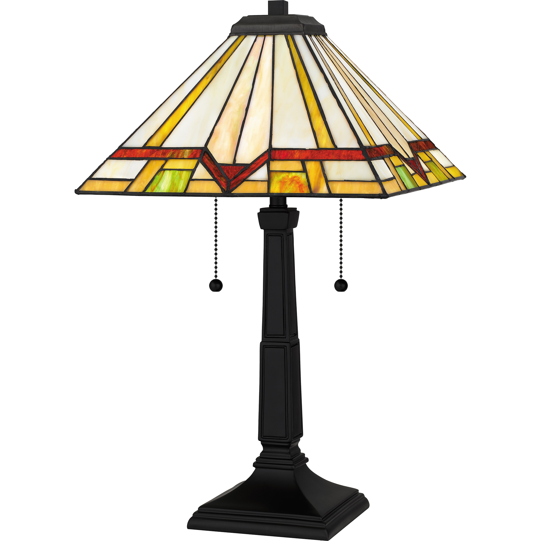 Quoizel TF16140MBK Frederick 23-in Matte Black Pull-chain Table Lamp with Glass Shade