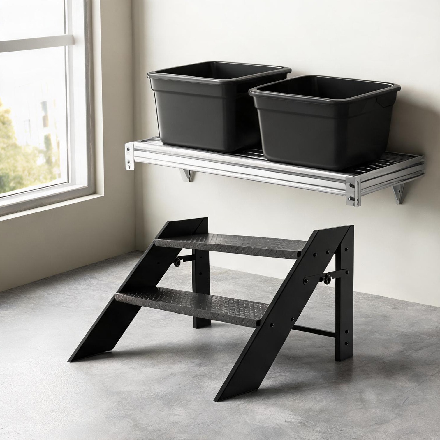 chillscreamni 660-lb Foldable 2-Step Stool with Non-Slip Feet Steel Construction 31.1 W x 12 D x 3.7 H