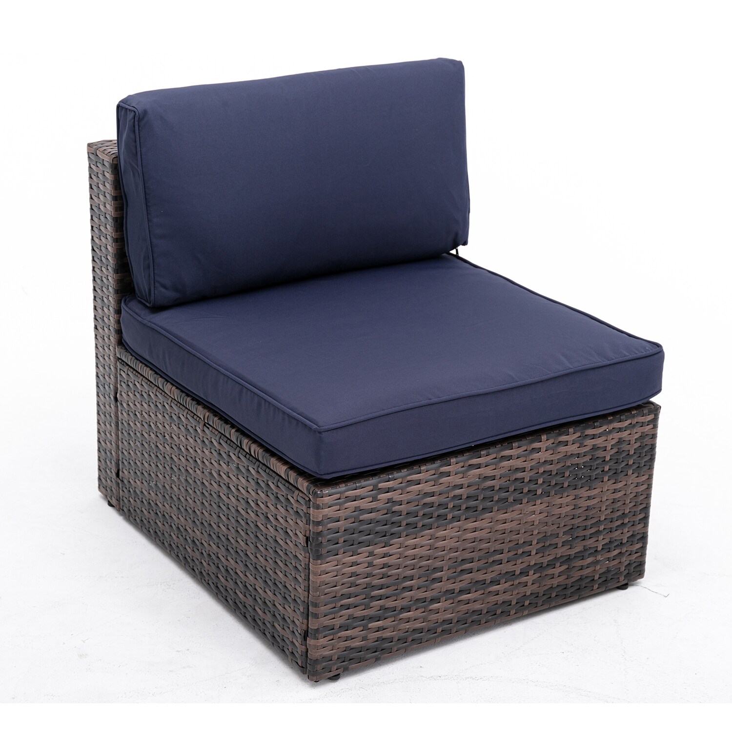 SINOFURN Rattan Outdoor Sectional With Blue Cushion(S) And Rattan Frame ...