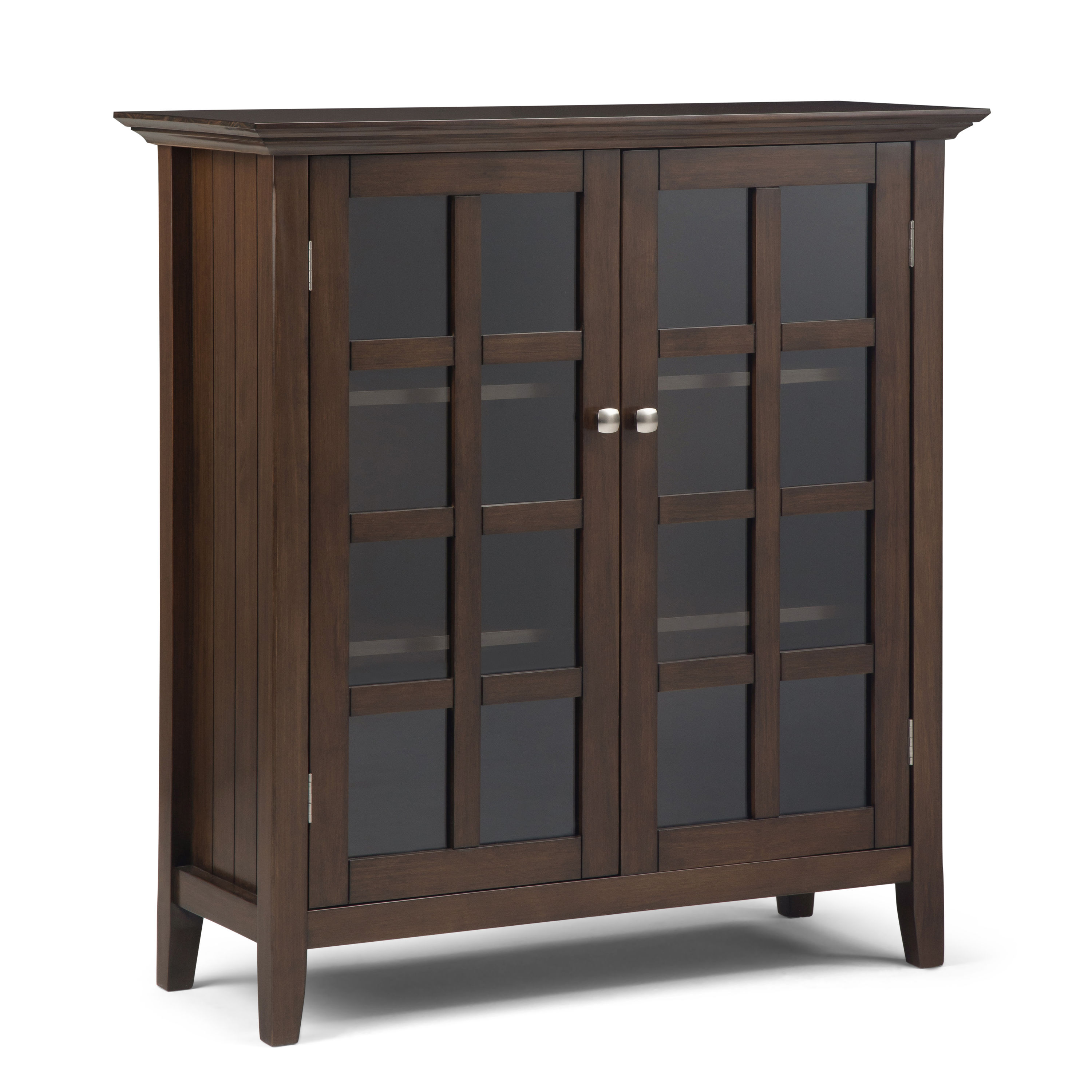 Simpli Home AXREG007-NAB Acadian Natural Aged Brown Transitional Wood Media Cabinet