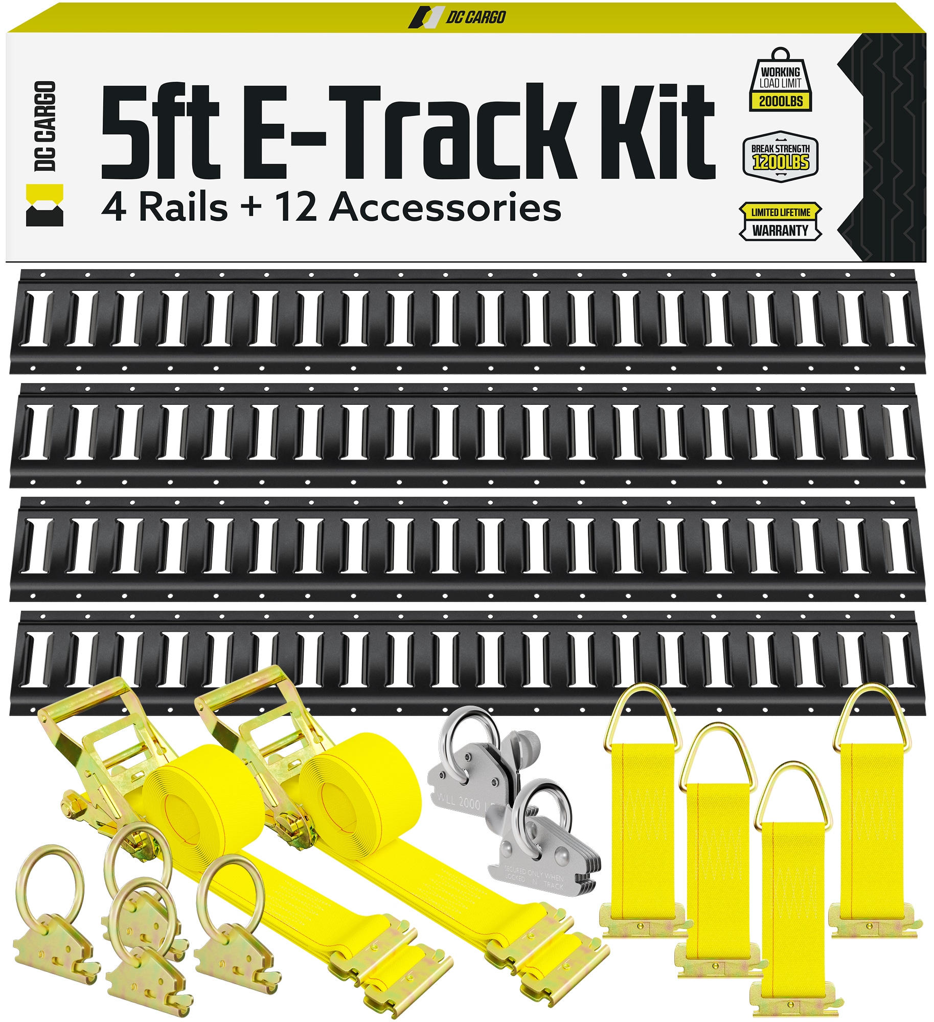 DC Cargo 5HETP4KIT4 E-Track Steel E-track 16 -Pieces