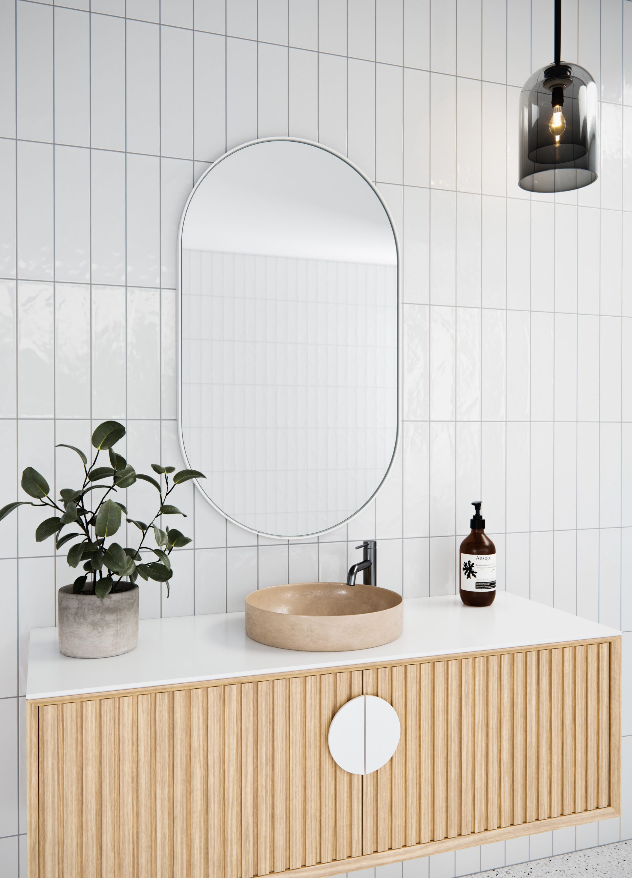 Glass Warehouse Nia 22-in x 38-in Surface/Recessed Mount White Mirrored Oval Soft Close Medicine Cabinet #SC1-PL-22X38-W