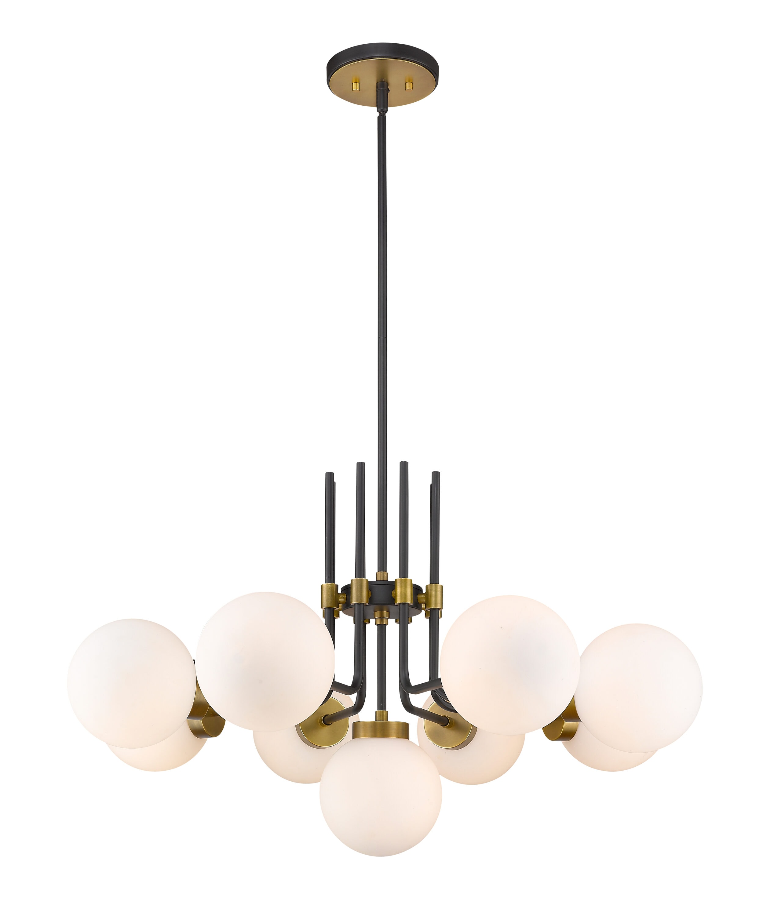 Parsons 32" Matte Black and Brass 9-Light Chandelier