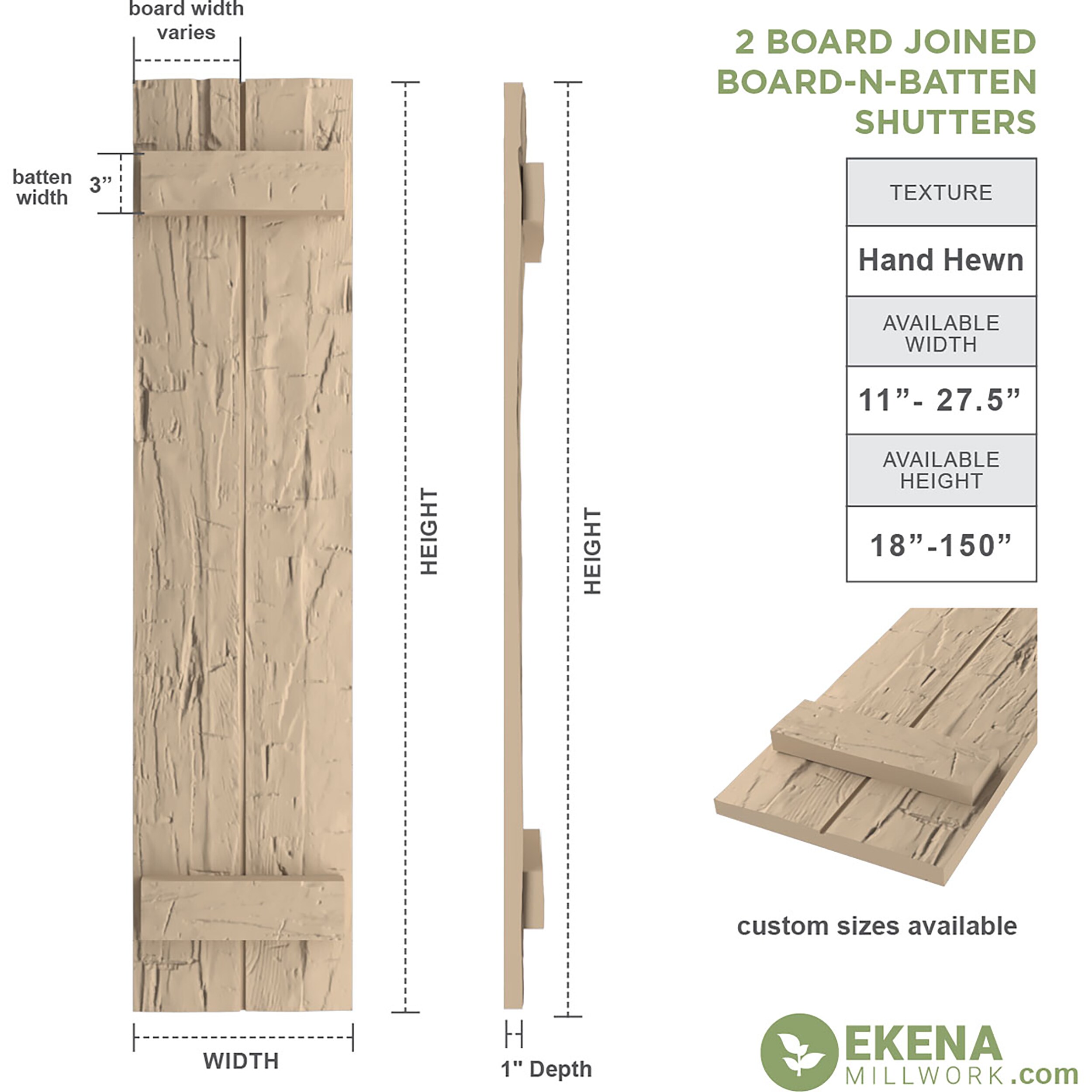 Ekena Millwork SHUBJS11X24HHPR Exterior-Shutters - View #12