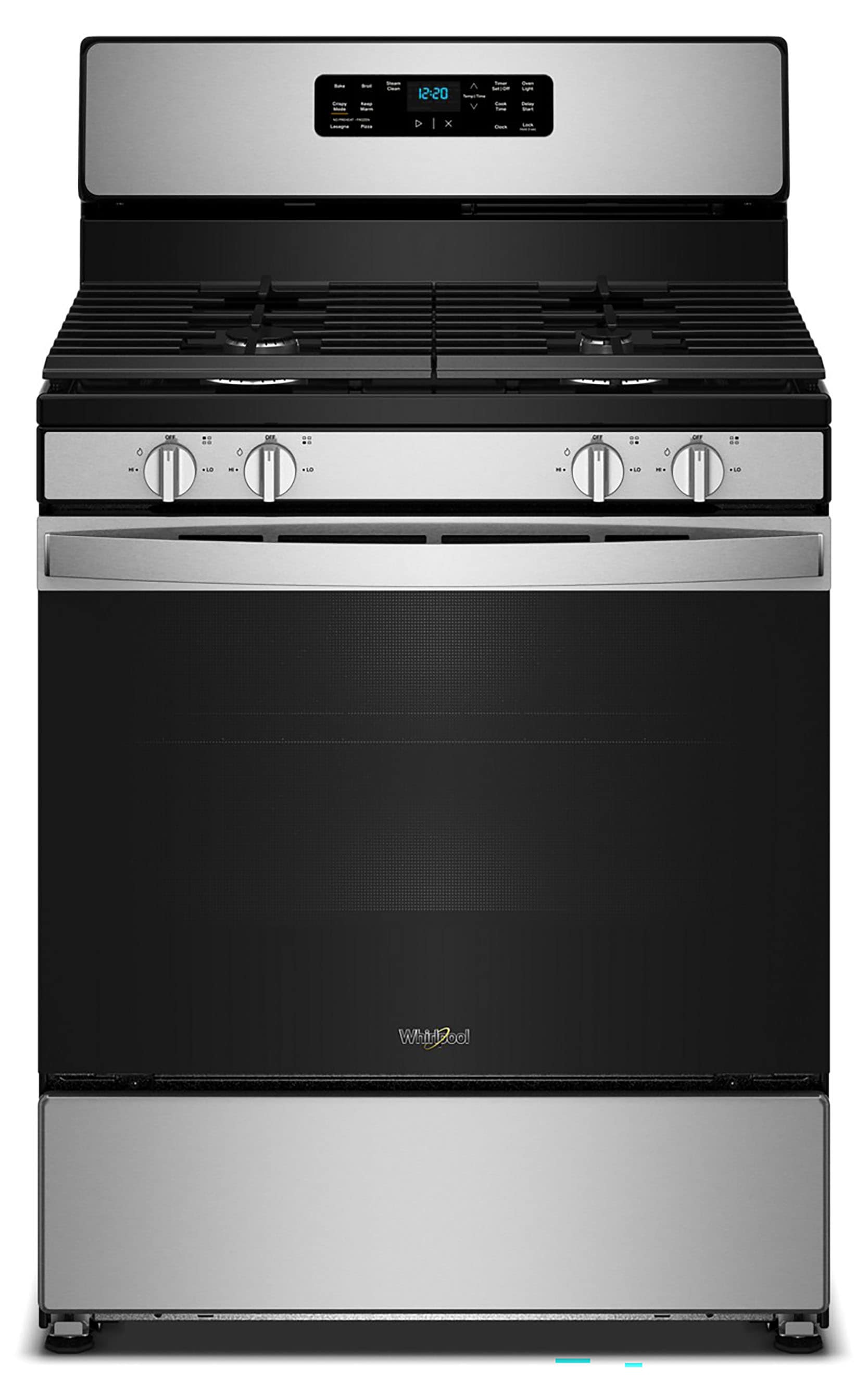 Whirlpool - 30-in 4 burners 5.1-cu ft Freestanding Natural Gas Range ( Stainless Steel )