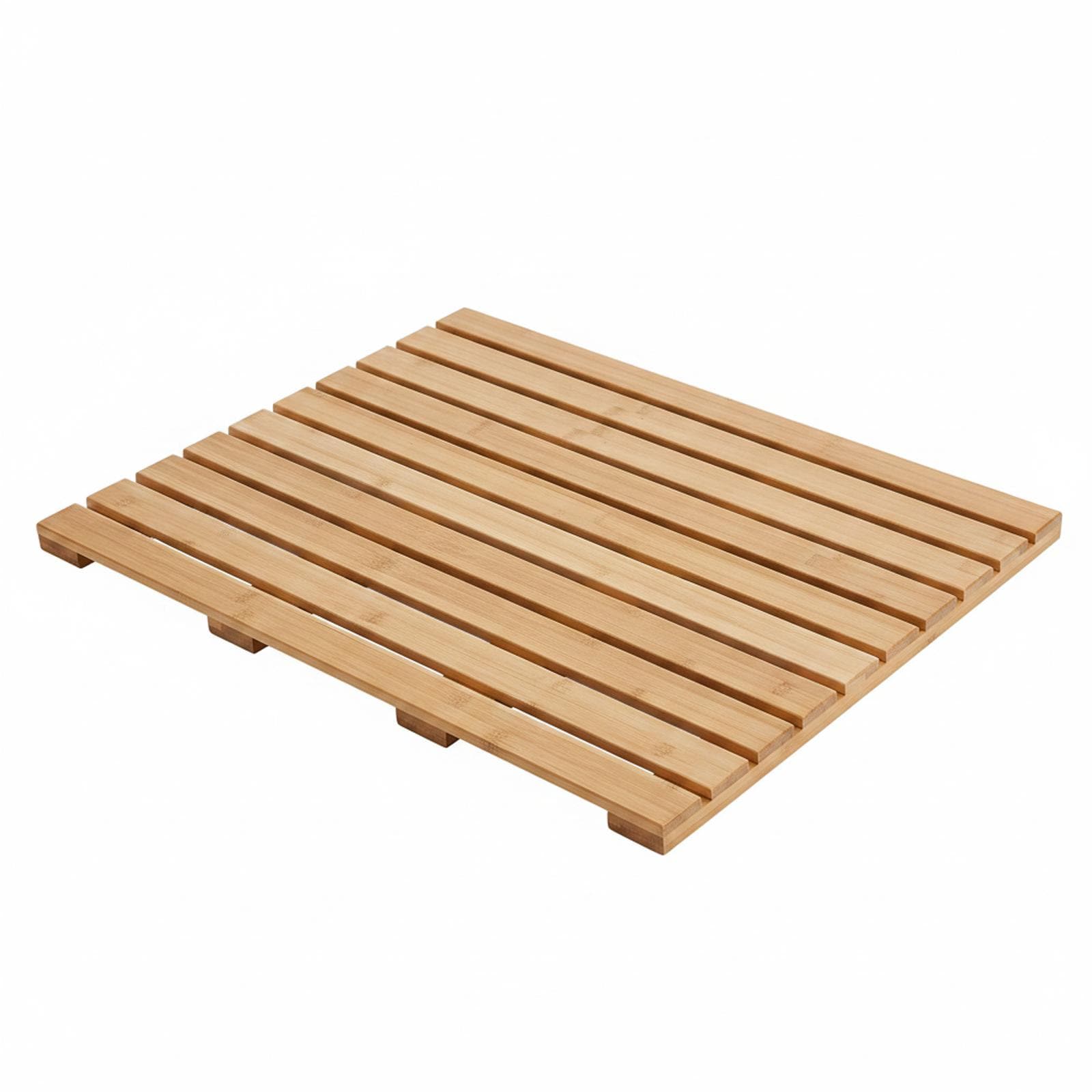 Paradigms Interiors Bamboo Bath Mat Non Slip Rubber Indoor Outdoor Spa Sauna Pool Drainage Durable Hard Texture Load Bearing