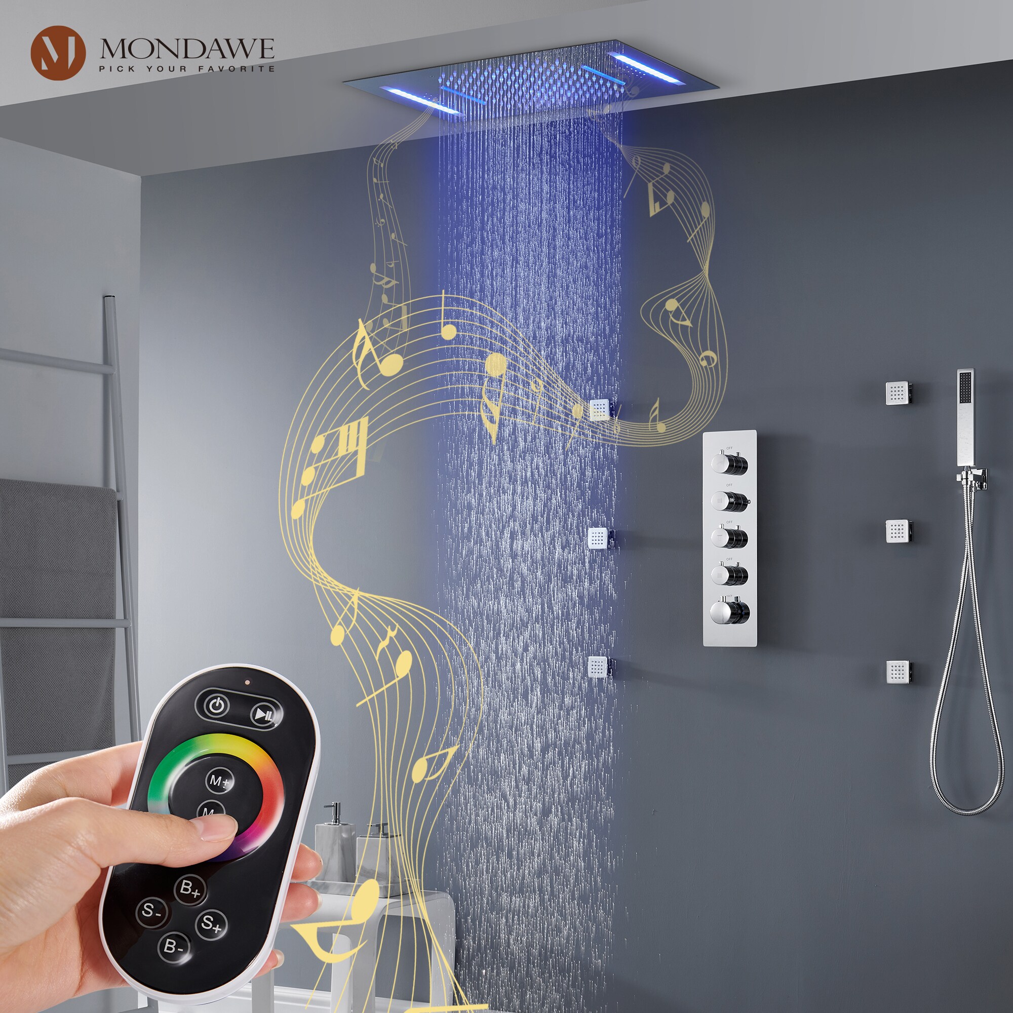 Mondawe WF6345-23CH Showerhead-Bar-Panels - View #9