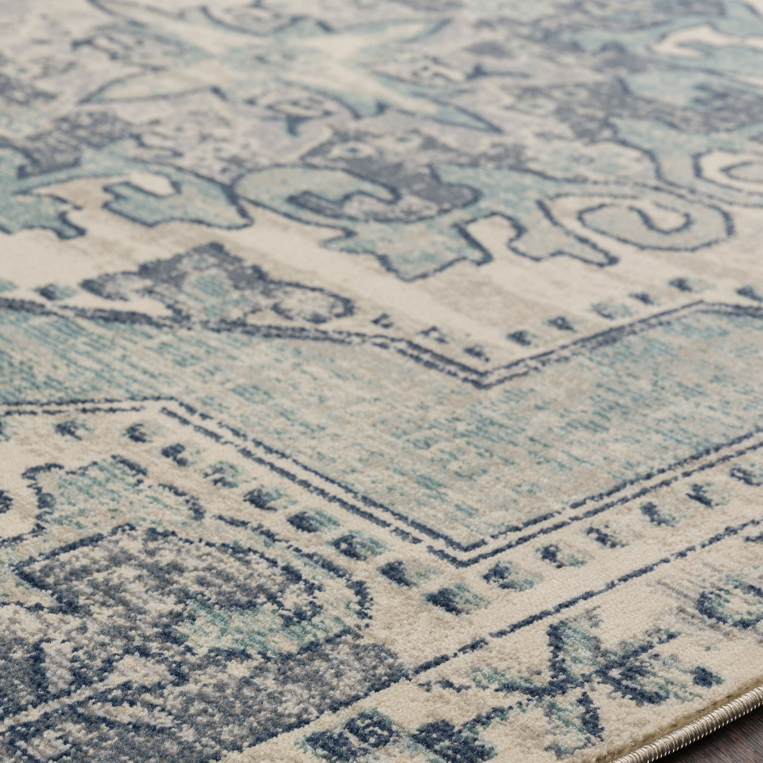 Rectangular Gray Stain-Resistant Synthetic Area Rug