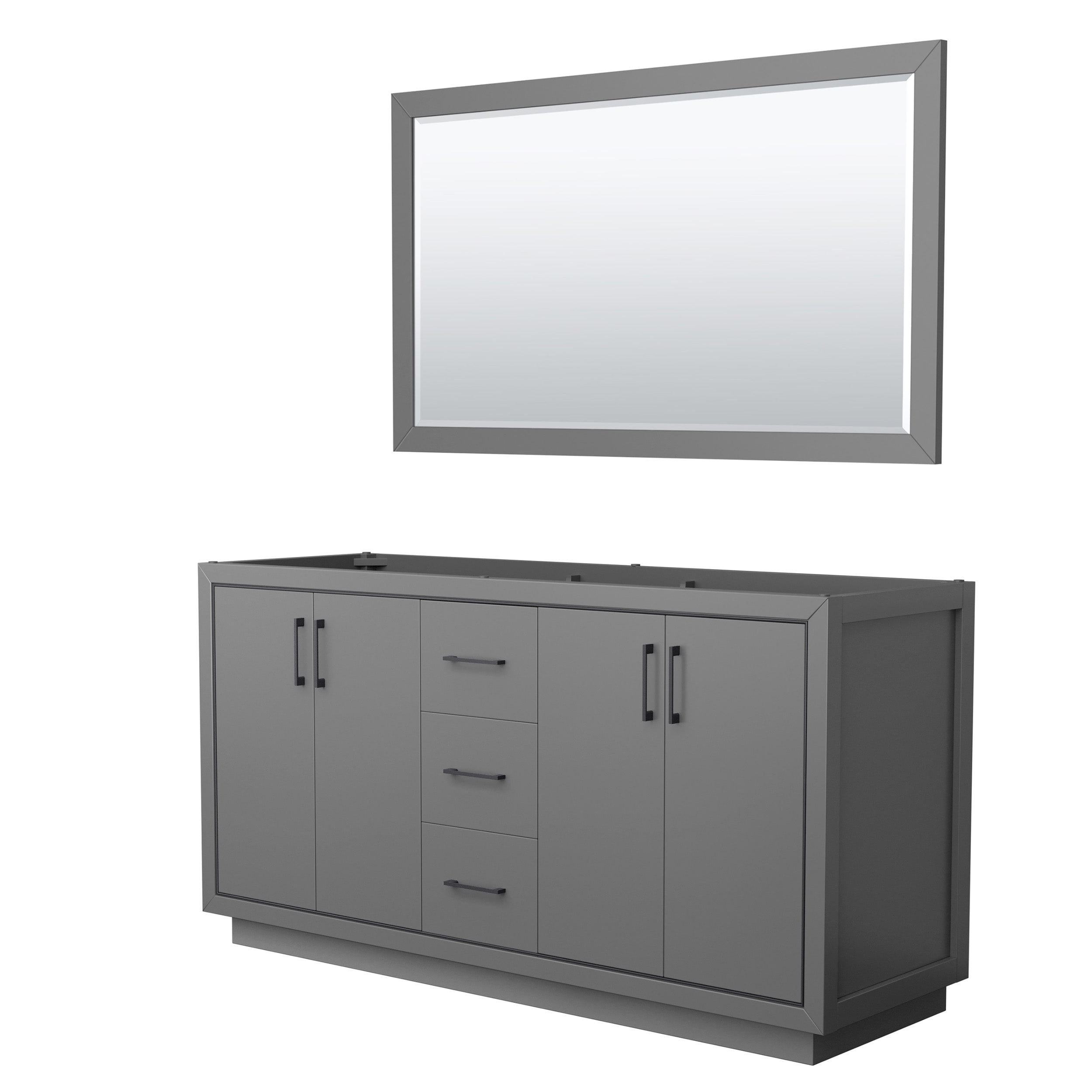 Wyndham Collection WCF111166DGBCXSXXM58 Icon 66-in Dark Gray with Matte Black Trim Bathroom Vanity Base Cabinet without Top (Mirror Included)