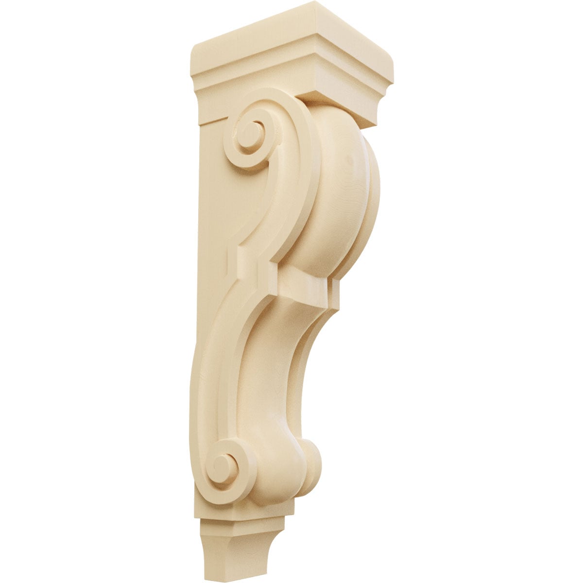 Ekena Millwork CORW08X09X30TRMA 8-in x 9-in x 30-in Unfinished Maple Wood Paintable/Stainable Corbel