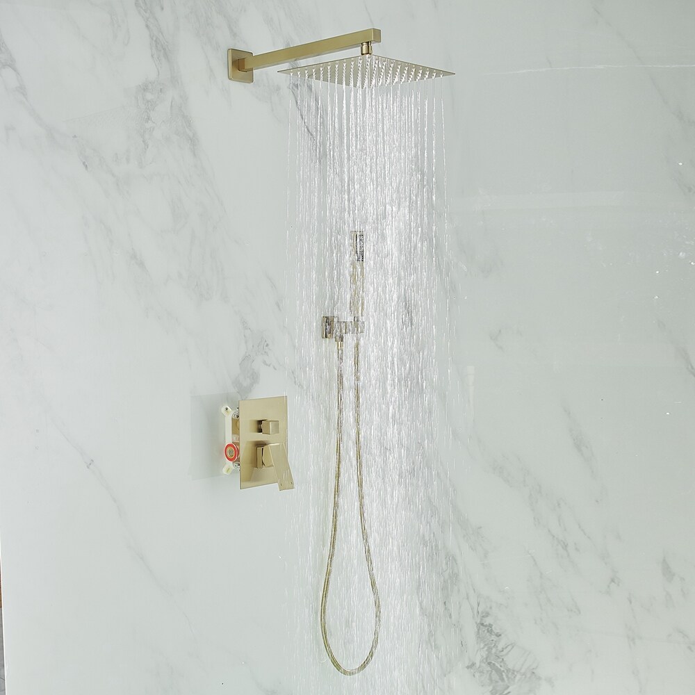 BWE Brushed Gold 1-handle Multi-head Square Shower Set Faucet Valve ...