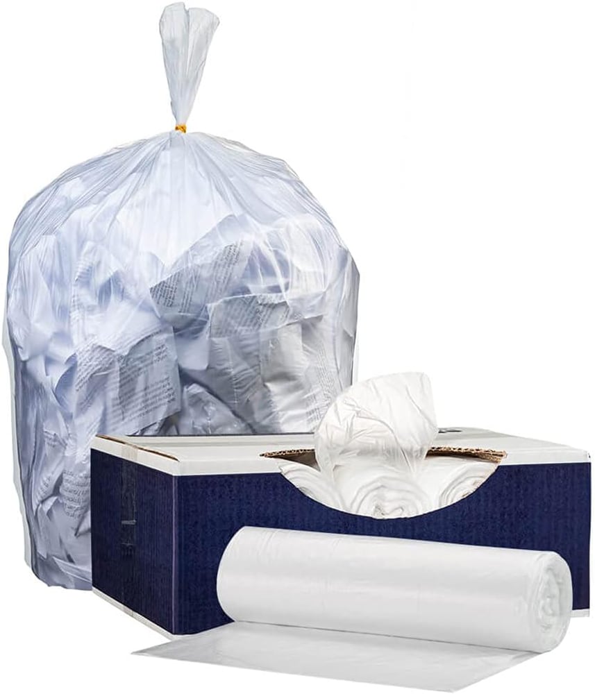 Plasticplace 60-Gallons Clear Plastic Recycling Twist Tie Trash Bag ...
