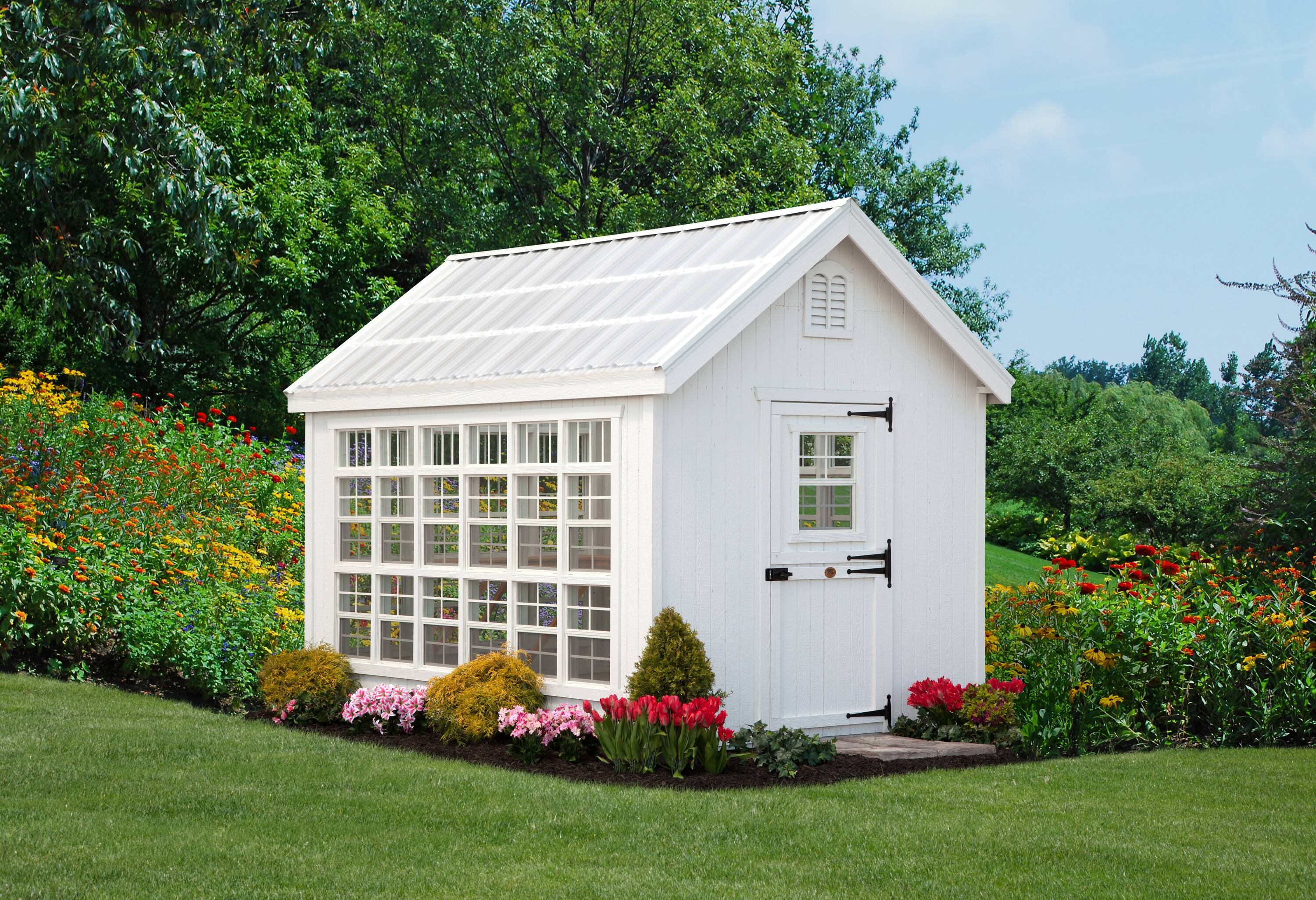 Little Cottage Co 10X14 LCG-PNK-FK Colonial Gable 14-ft L x 10-ft W x 10.9-ft H Brown Greenhouse Kit