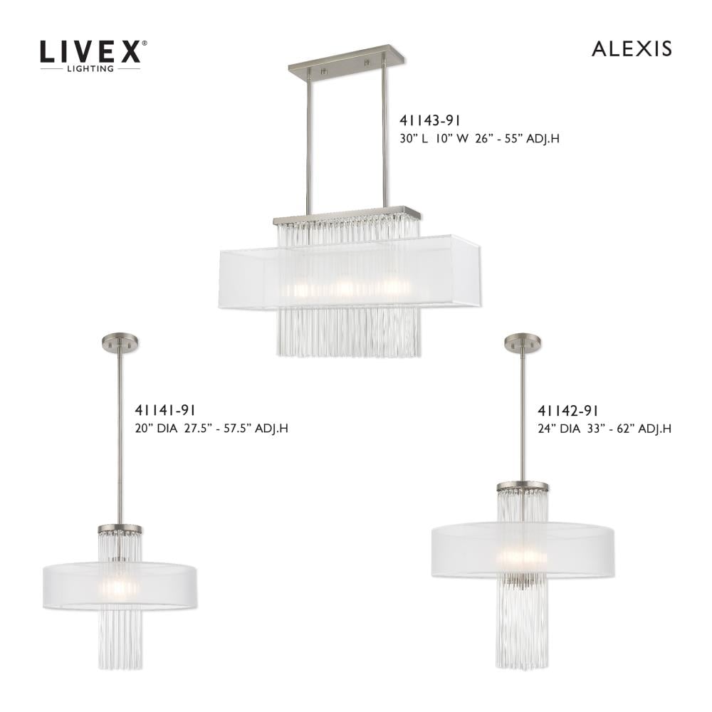Alexis Elegant 4-Light Brushed Nickel Pendant with Crystal Rods