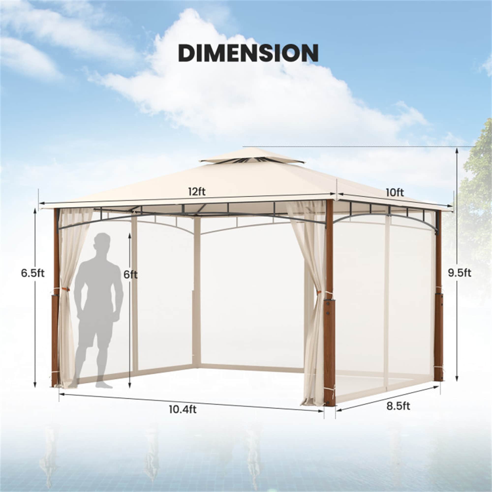 BABOOM BOM-11861BE-CO Wood-Resin-Gazebos - View #3