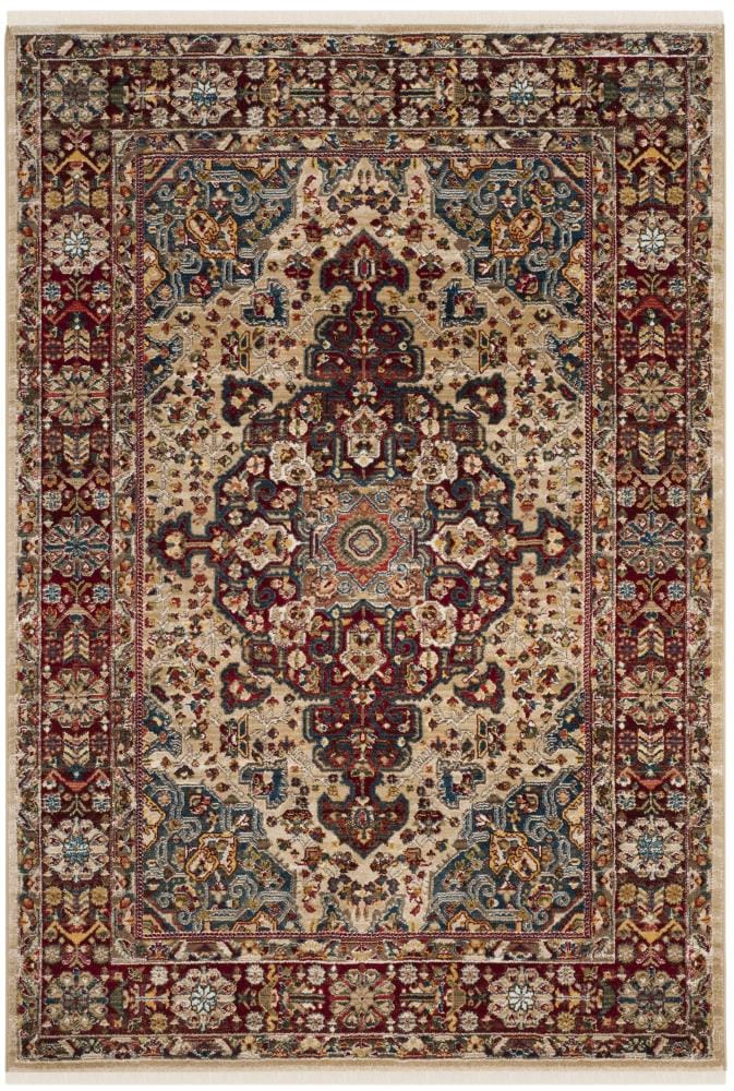 Safavieh KSN305K-5 Kashan Lano 5 x 7 (ft) Loomed Polypropylene Ivory/Red Rectangular Indoor Border Vintage Area rug