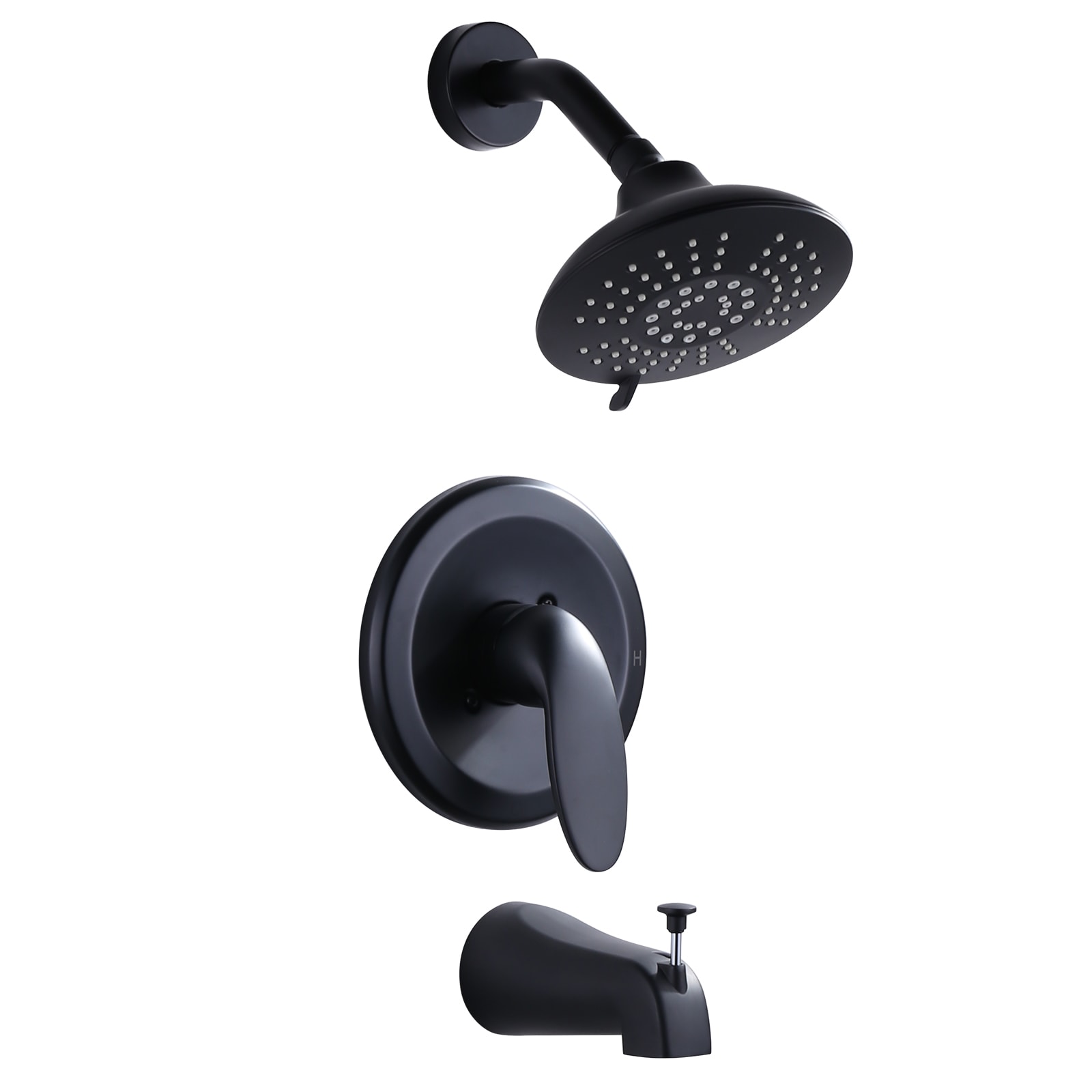 WOWOW 3094600D Matte Black 1-handle Multi-function 6-Inches Round Bathtub and shower Faucet with Valve