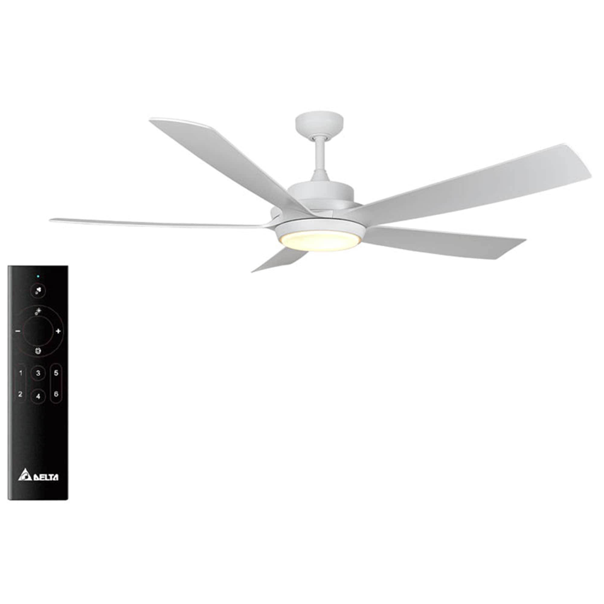 Delta Breez 406854 RioVista Ceiling Fan 60-in Integrated LED Outdoor White with White Blades Propeller Plug-in Ceiling Fan With Light 8 -Blade )