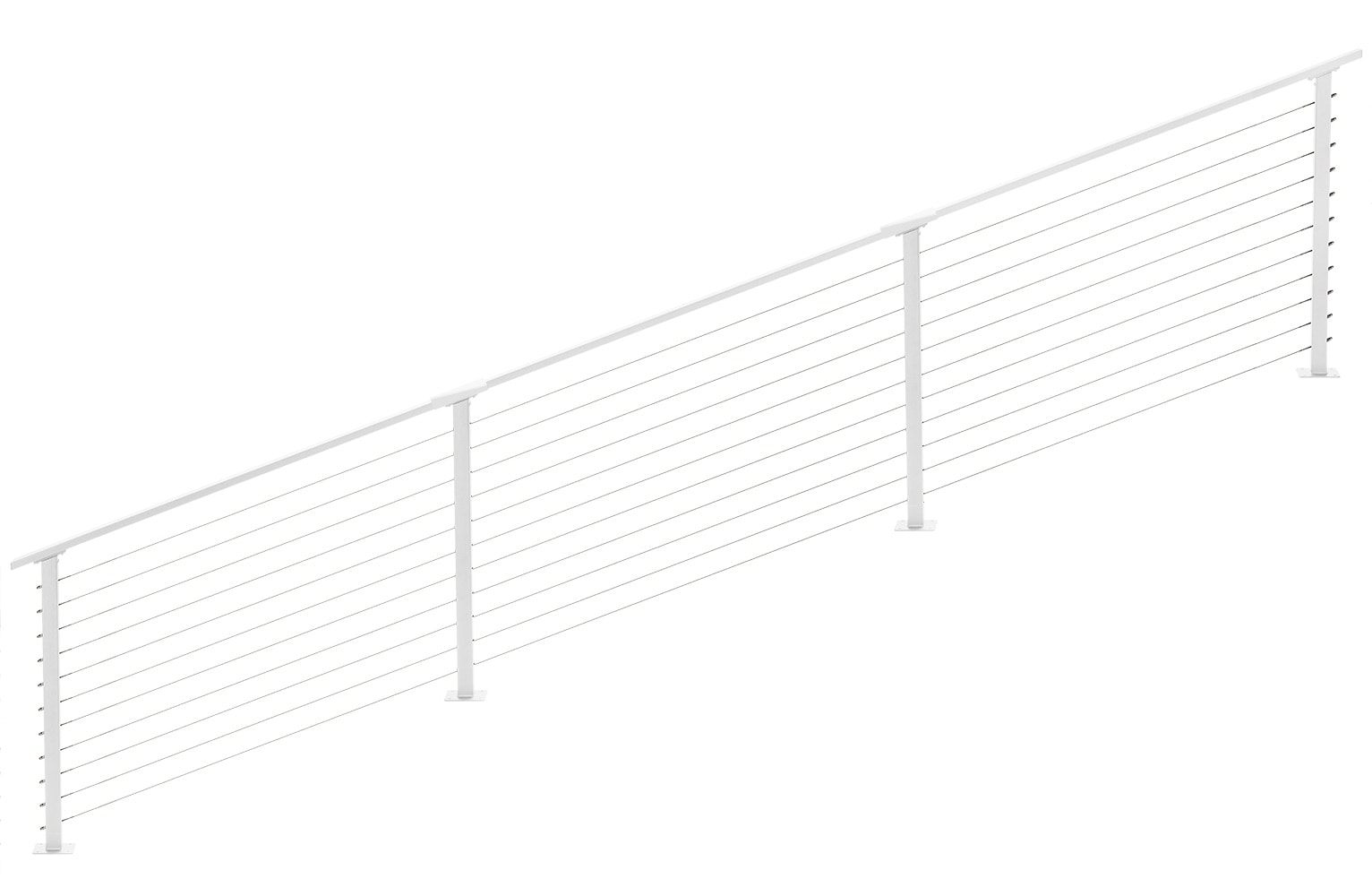 CityPost CP-14-W-S Stair Deck Mount 14-ft x 36-in White Steel Deck Cable Rail Kit