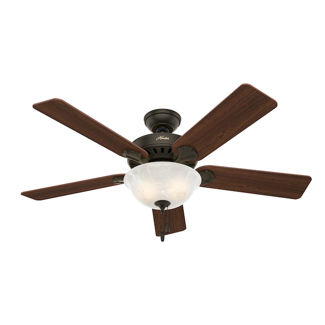 Hunter Pro S Best 52 In New Bronze Led Indoor Downrod Or Flush Mount Ceiling Fan With Light 5 Blade The Fans Department At Com - Best Hugger Ceiling Fan