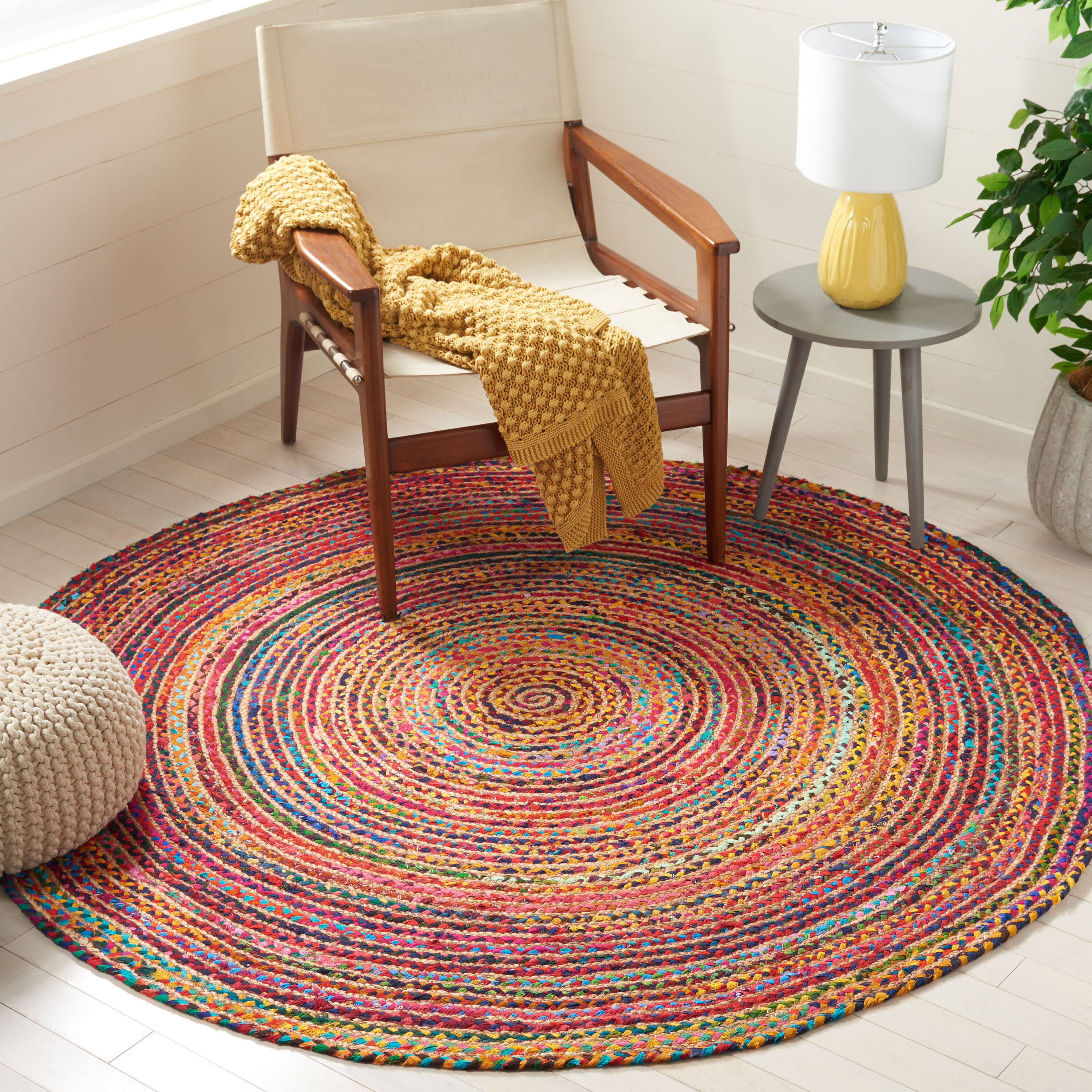  Braided 262 Natural/Multi Bohemian 6ft x 6ft Round Rug