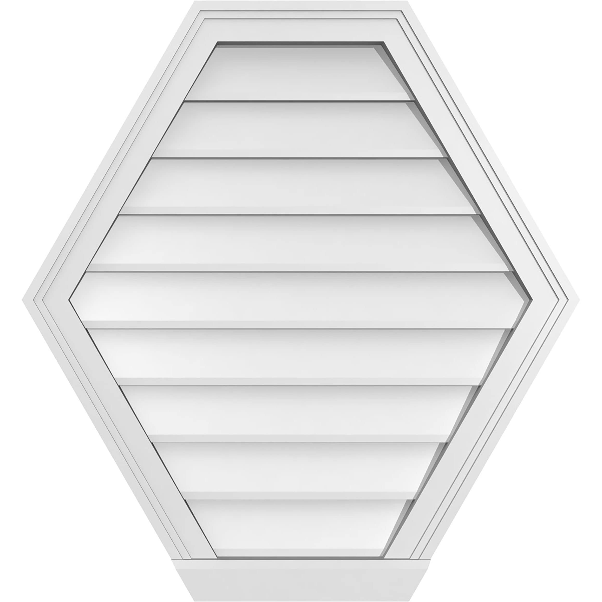 Ekena Millwork GVPHP28X3003SN 28-Inches x 30-Inches Off-white Peaked PVC Gable Louver Vent