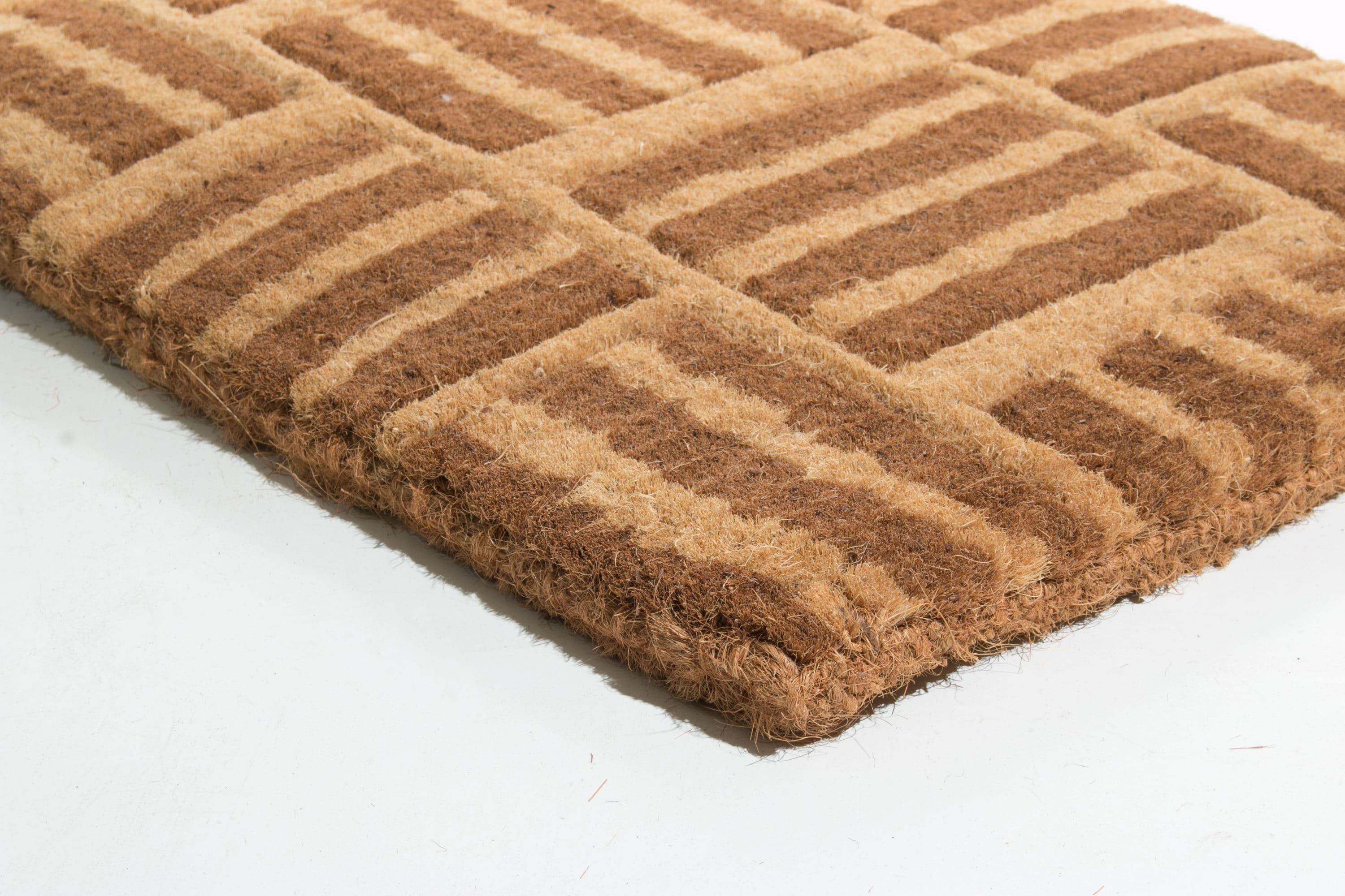 Brown and Beige Coir Outdoor Rectangular Doormat 18x30x1.5"