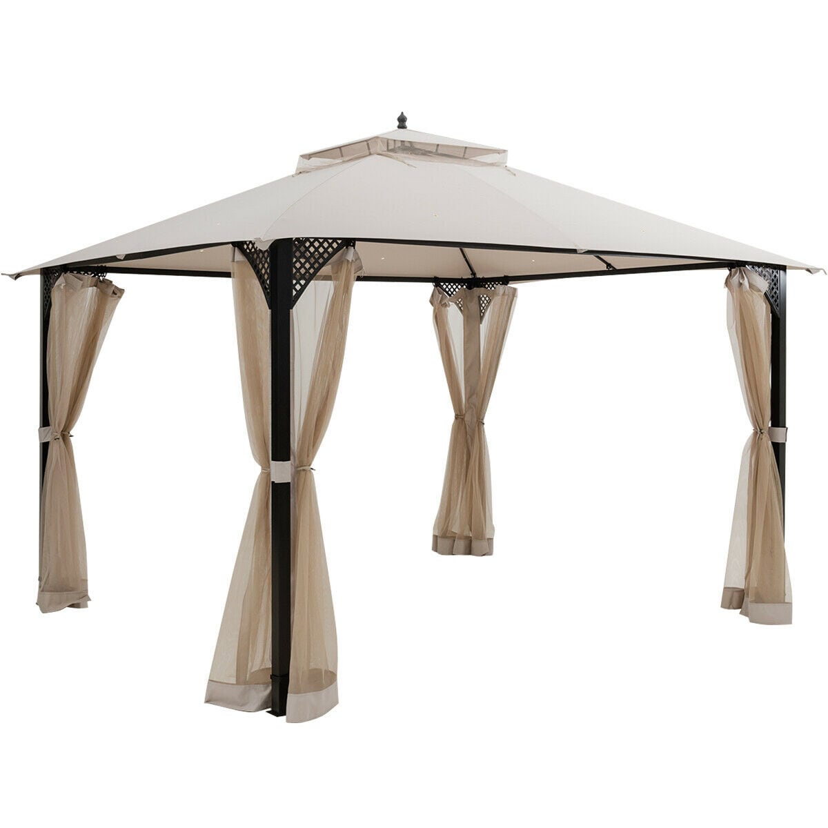 Forclover HYFE-70382BE 10-ft x 12-ft Gazebo Beige Gazebo with Soft Top Roof (Screen Included)