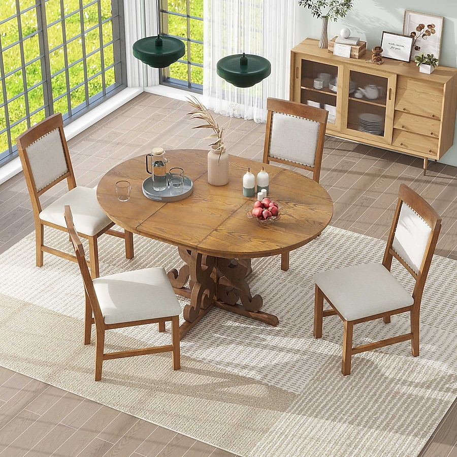 Nestfair Walnut Contemporary/Modern Dining Room Set with Nestfair Walnut Contemporary/Modern Dining Room Set with