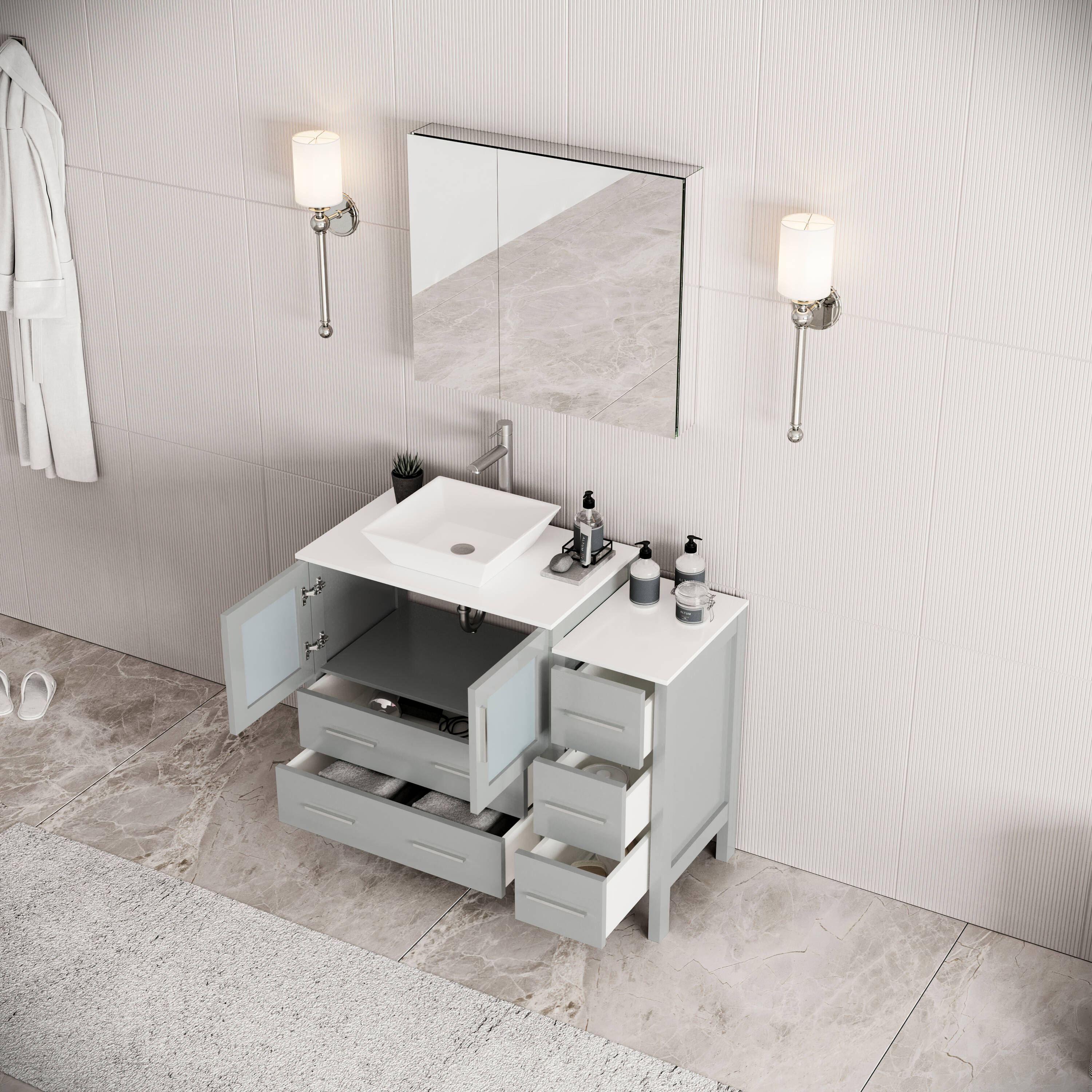 Fresca FCB62-3012GR-CWH-V Bath-Vanity-Combo - View #3