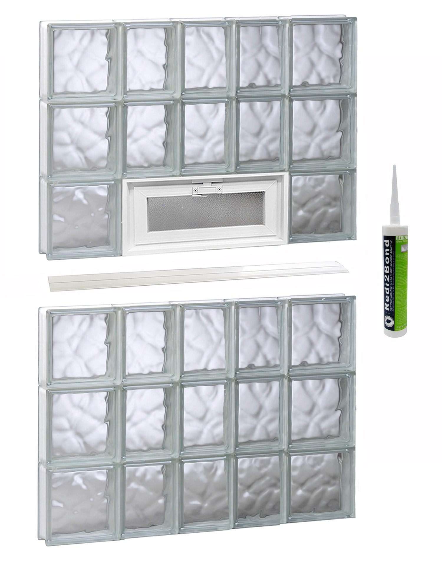 REDI2SET V3448DC Wavy Glass 32-3/4-in x 46-1/2-in Frameless Replacement Vented Glass Block Window