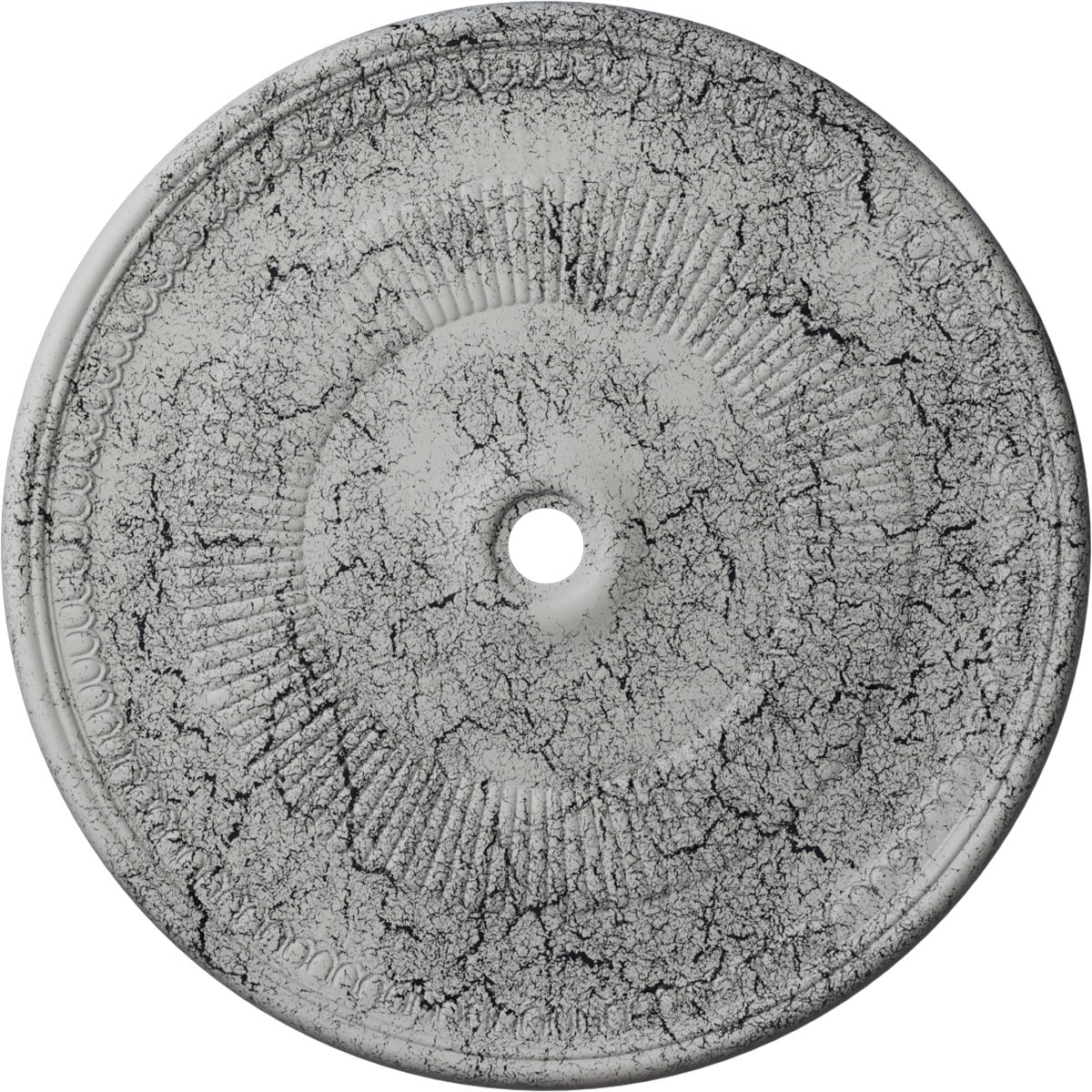 Ekena Millwork CM51NEUWC Nevio 51.125-in W x 51.125-in L Painted Ultra Pure White Crackle Polyurethane Whole Ceiling Medallion