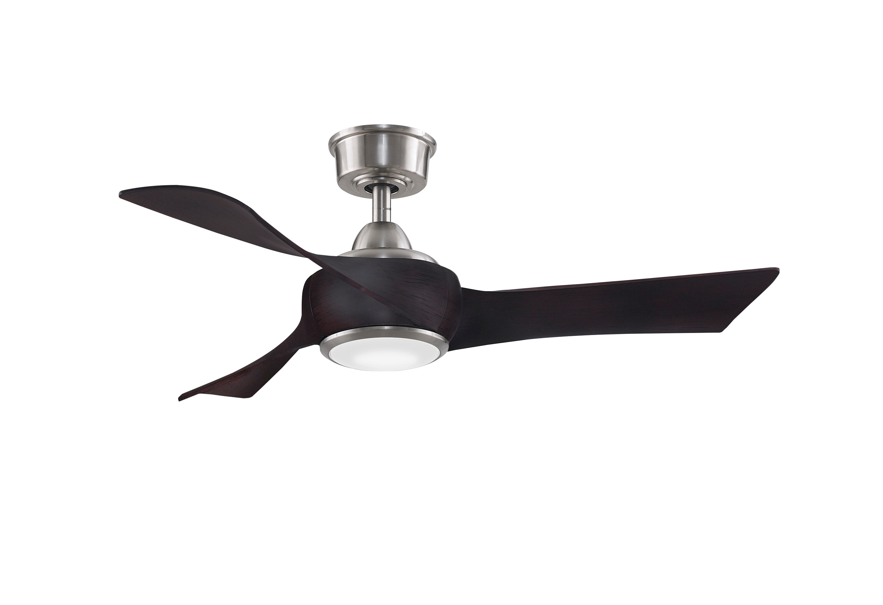 Fanimation Wrap Custom 44-in Brushed Nickel Color-changing LED Indoor/Outdoor Smart Ceiling Fan with Light Remote (3-Blade) Walnut -  FPD8530BN-44DWA-LK