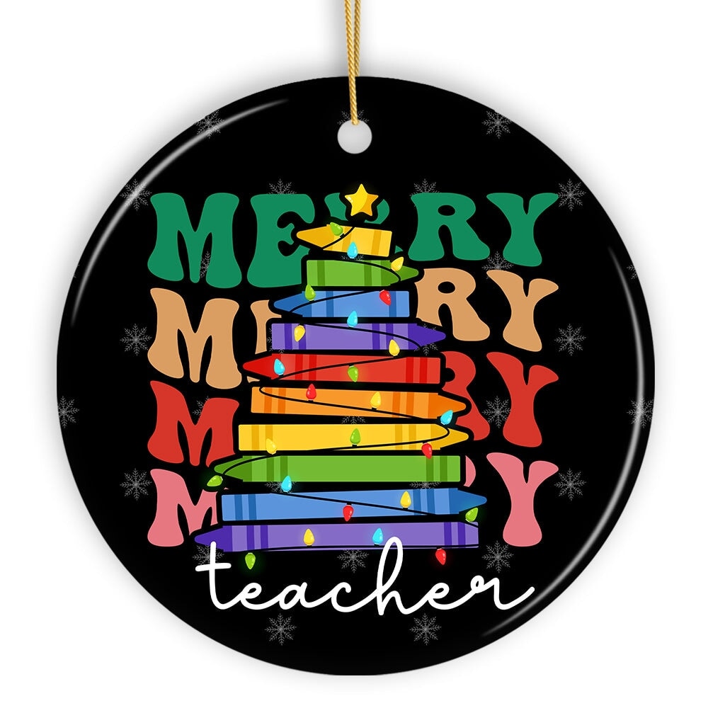 OrnamentallyYou 2215 Teachers Colorful Crayon Christmas Tree Ornament Fun and Festive Educator Gift