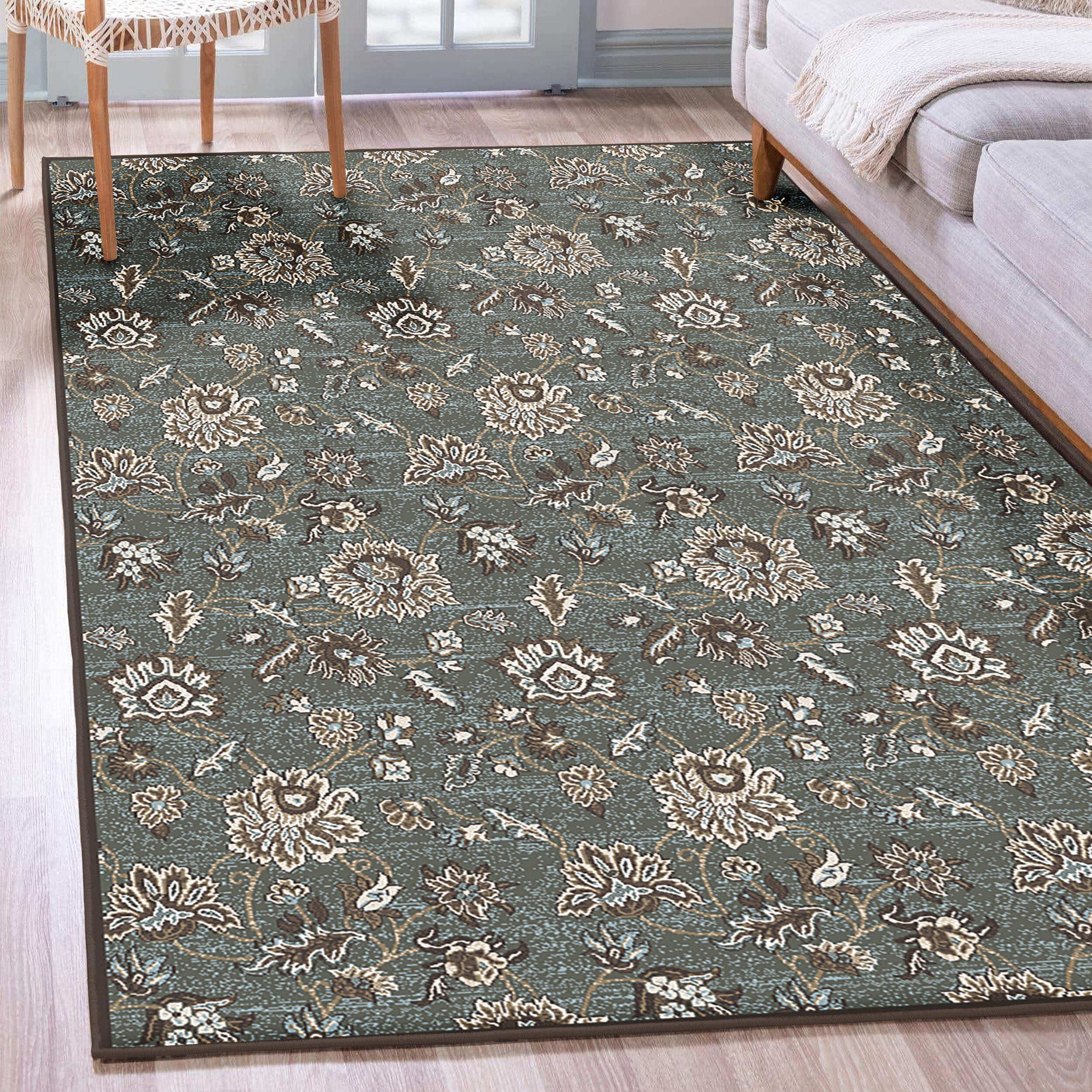 Radici USA 3475/0030/LT GREEN Pisa 3 x 5 (ft) Polypropylene Green Rectangular Indoor Floral/Botanical Oriental Throw rug