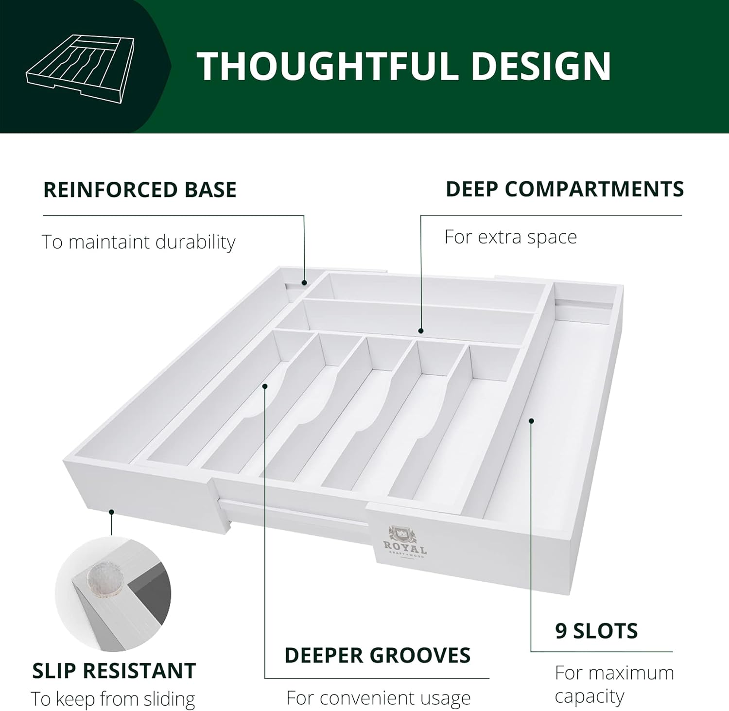 ROYAL CRAFT WOOD RCWKITDRAW-WHT Drawer-Organizers - View #3