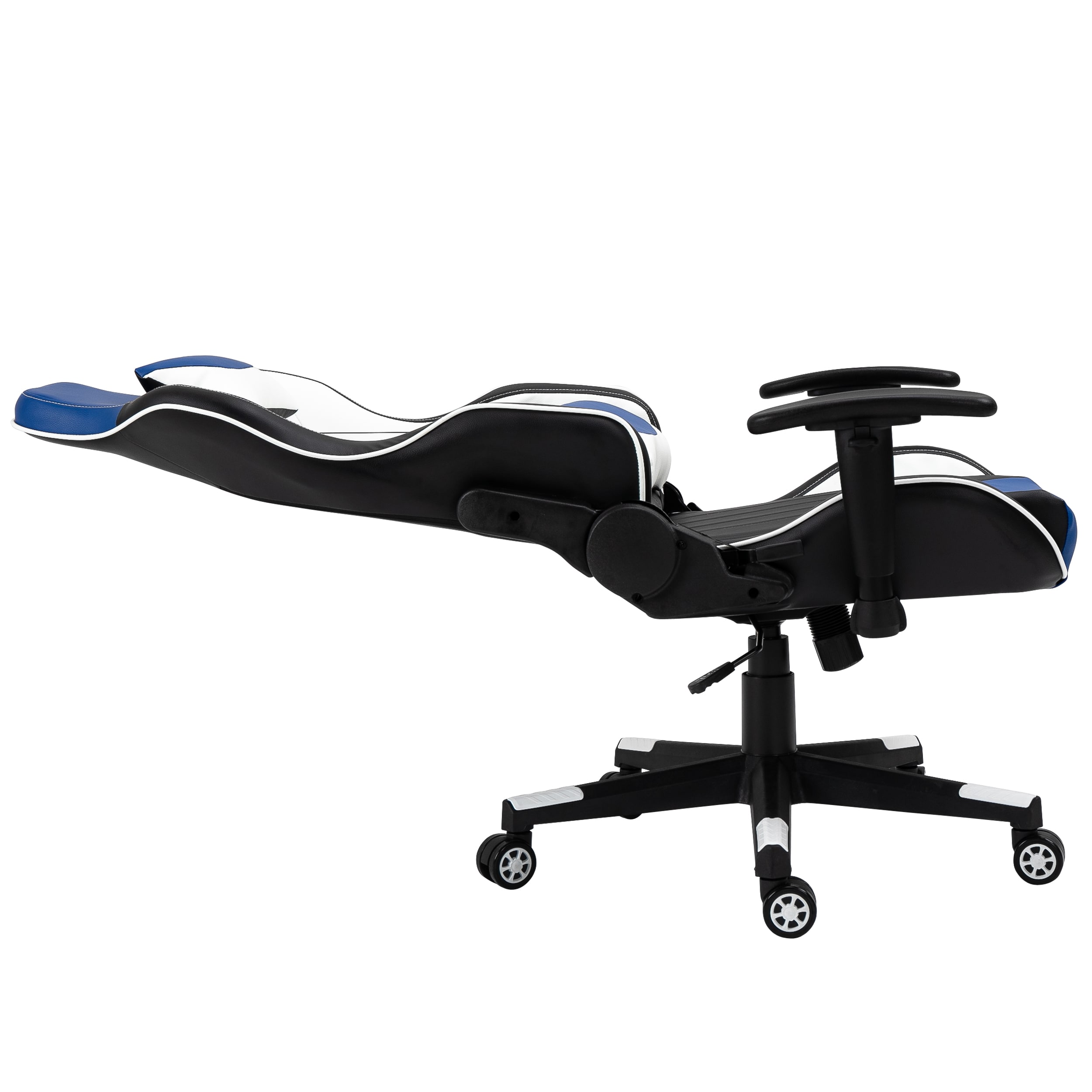 GZMR Gaming Recliner Chair Blue White Black Contemporary Ergonomic  Adjustable Height Swivel Leather Gaming Chair in the Office Chairs  department at 