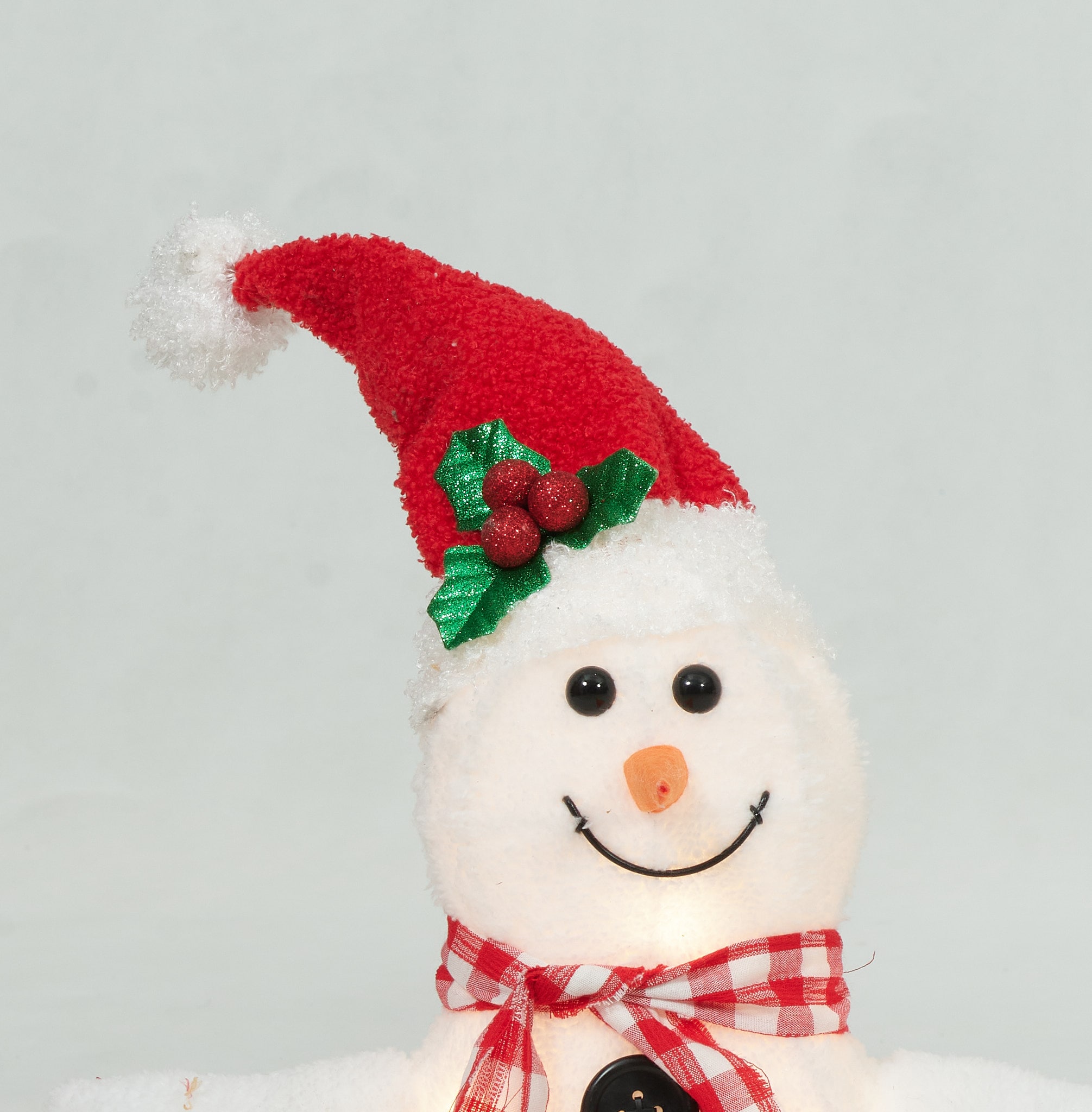 Prelit White Plush Snowman Family Winter Sculpture Set