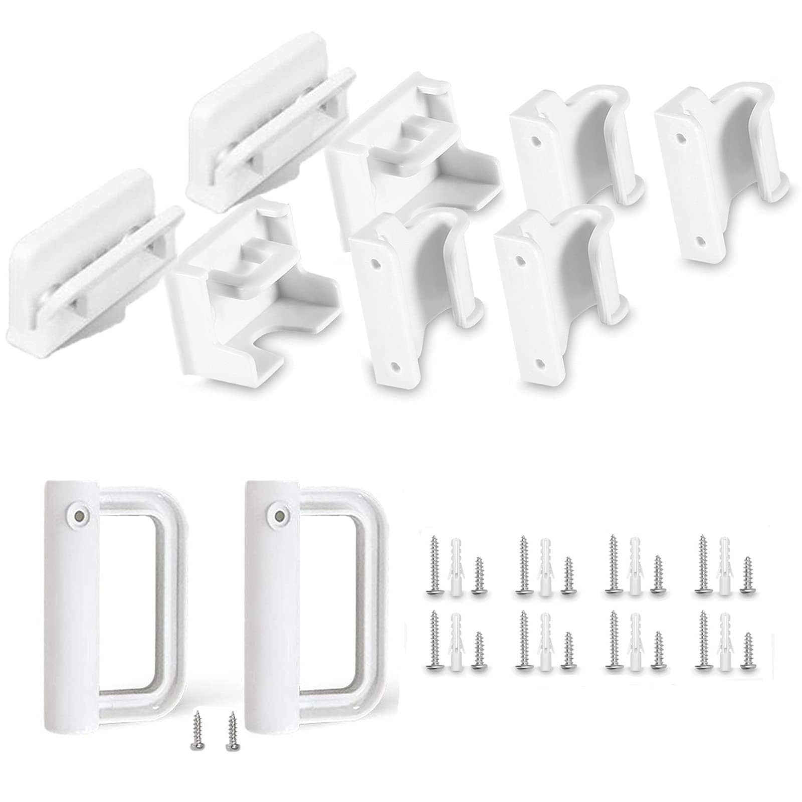 Etokfoks  White Wall Mounting Hardware Kit for Retractable Baby Gate Includes Brackets Latches Screws Expansion Pipes