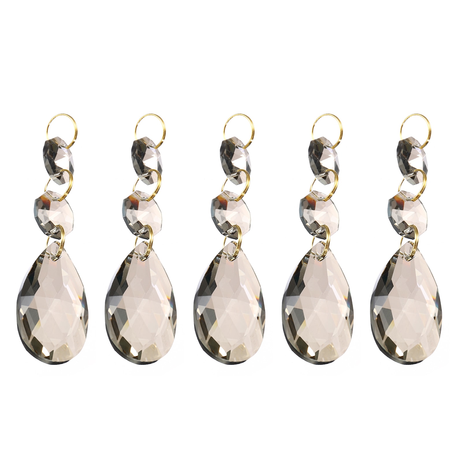 PATIKIL - 5 Pack 38mm Chandelier Prisms Parts Hanging Beads with 14mm Octagonal Bead for Chandeli...